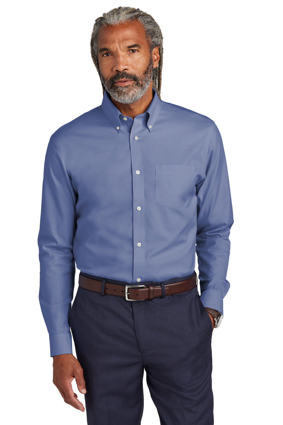 Brooks Brothers® Wrinkle-Free Stretch Pinpoint Shirt - Cobalt Blue - XS