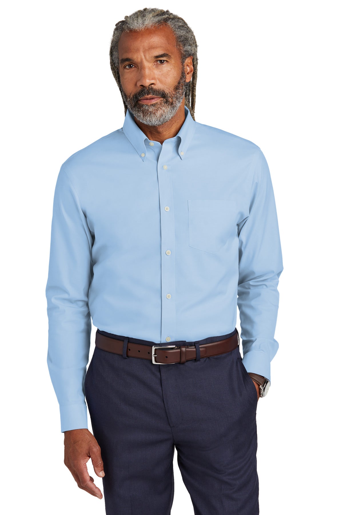 Brooks Brothers® Wrinkle-Free Stretch Pinpoint Shirt - Newport Blue - XS