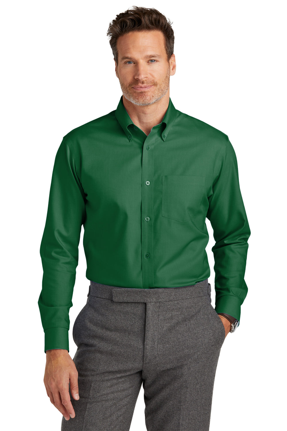 Brooks Brothers® Wrinkle-Free Stretch Nailhead Shirt - Club Green - XS
