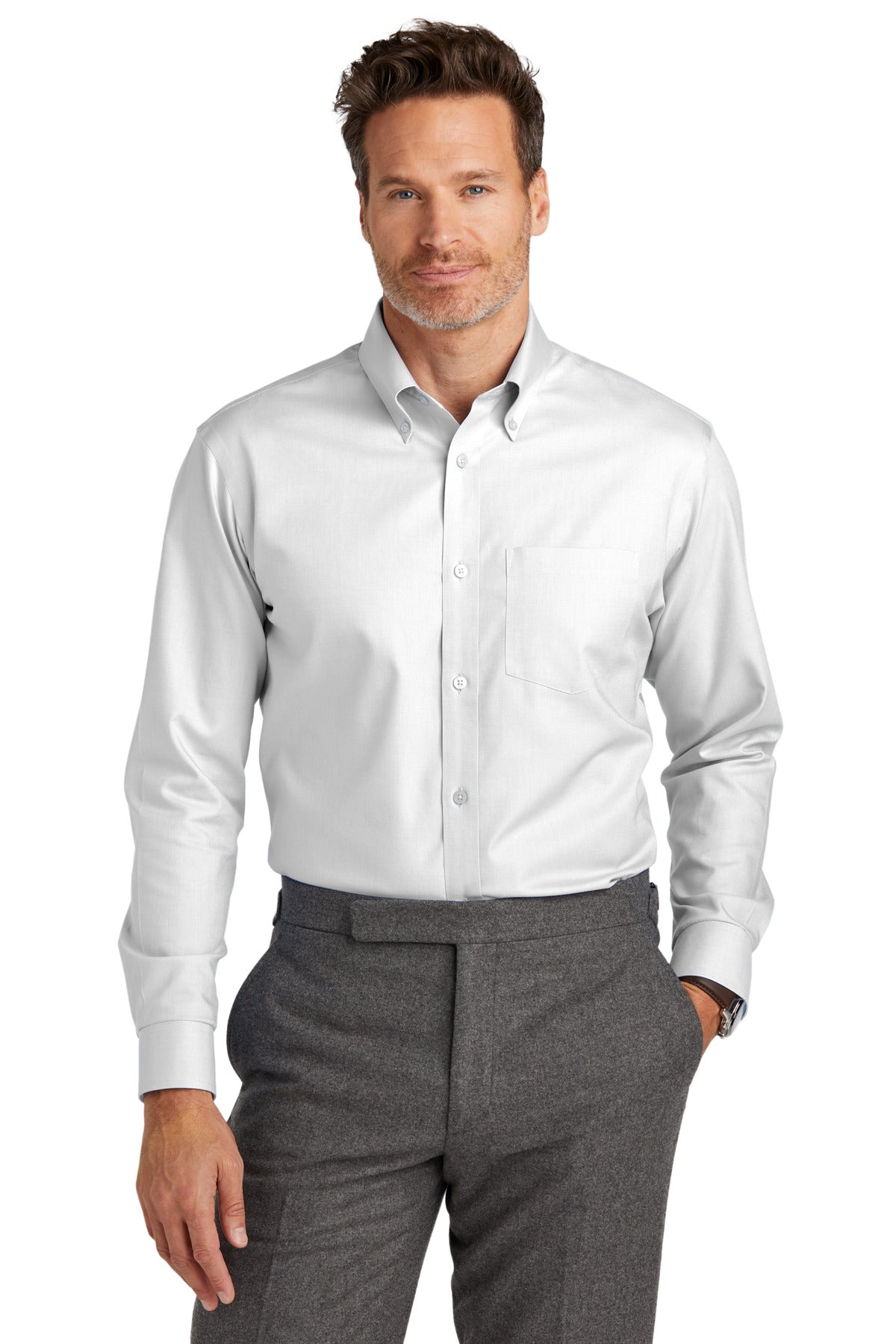 Brooks Brothers® Wrinkle-Free Stretch Nailhead Shirt - White - XS