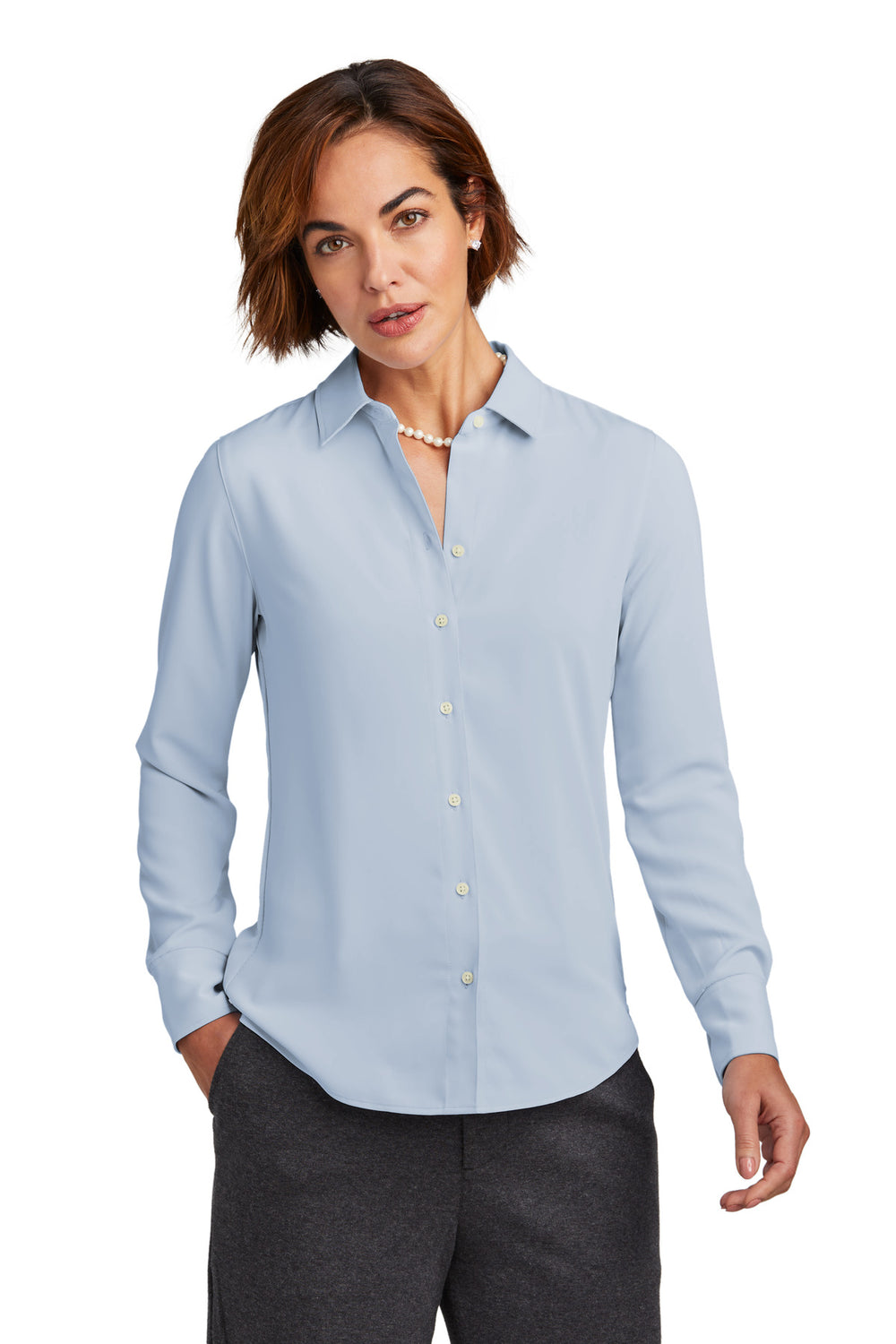 Brooks Brothers® Women’s Full-Button Satin Blouse - Heritage Blue - XS
