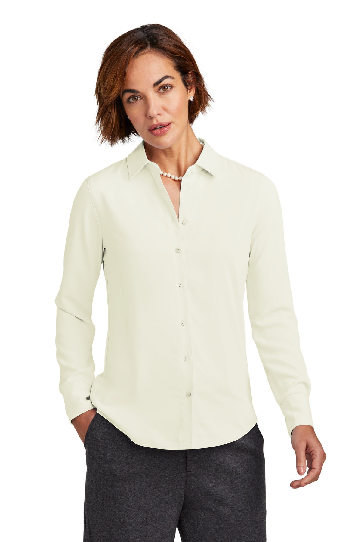 Brooks Brothers® Women’s Full-Button Satin Blouse - Off White - XS