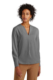 Brooks Brothers® Women’s Open-Neck Satin Blouse - Shadow Grey - XS
