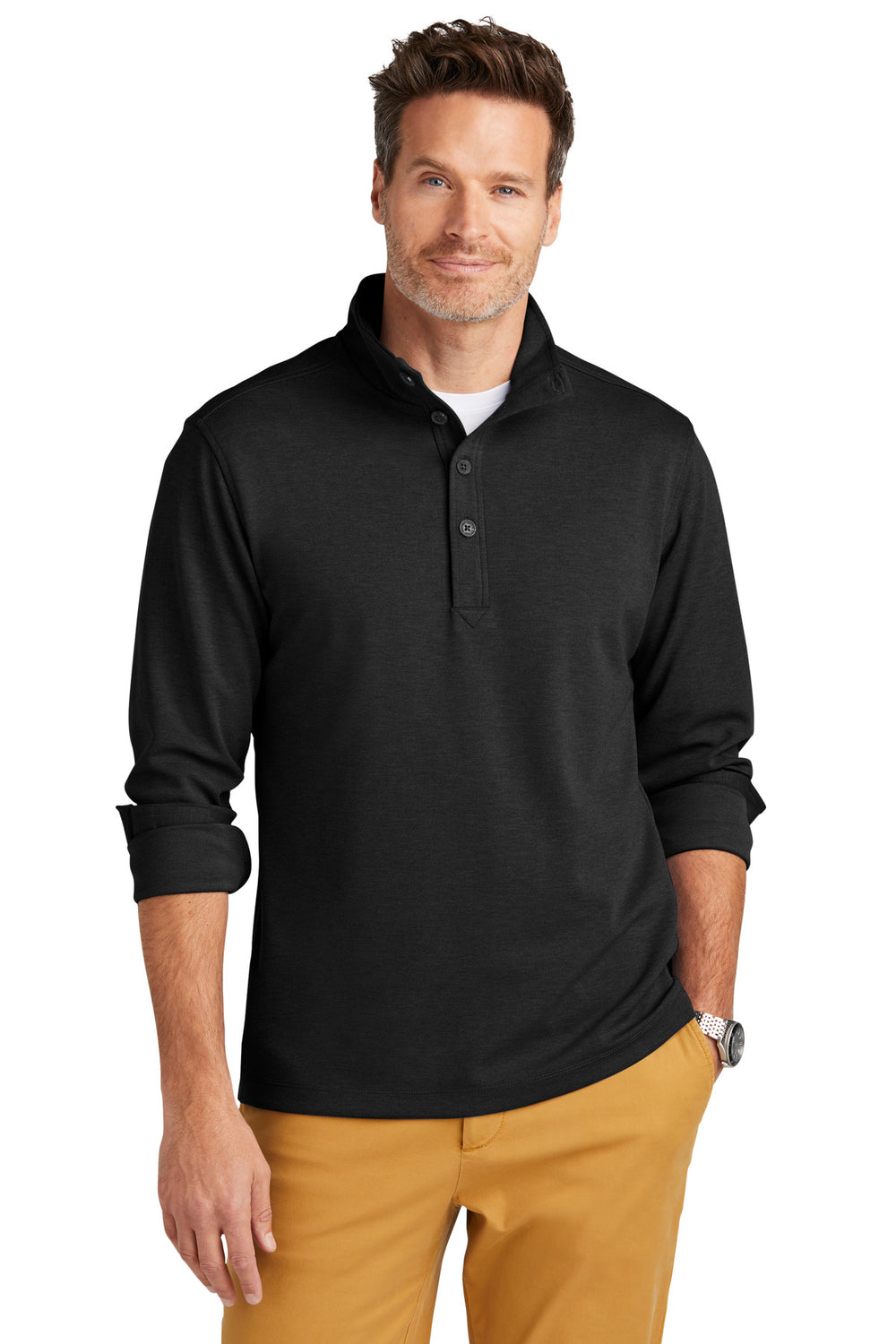 Brooks Brothers® Mid-Layer Stretch 1/2-Button - Black Heather - XS