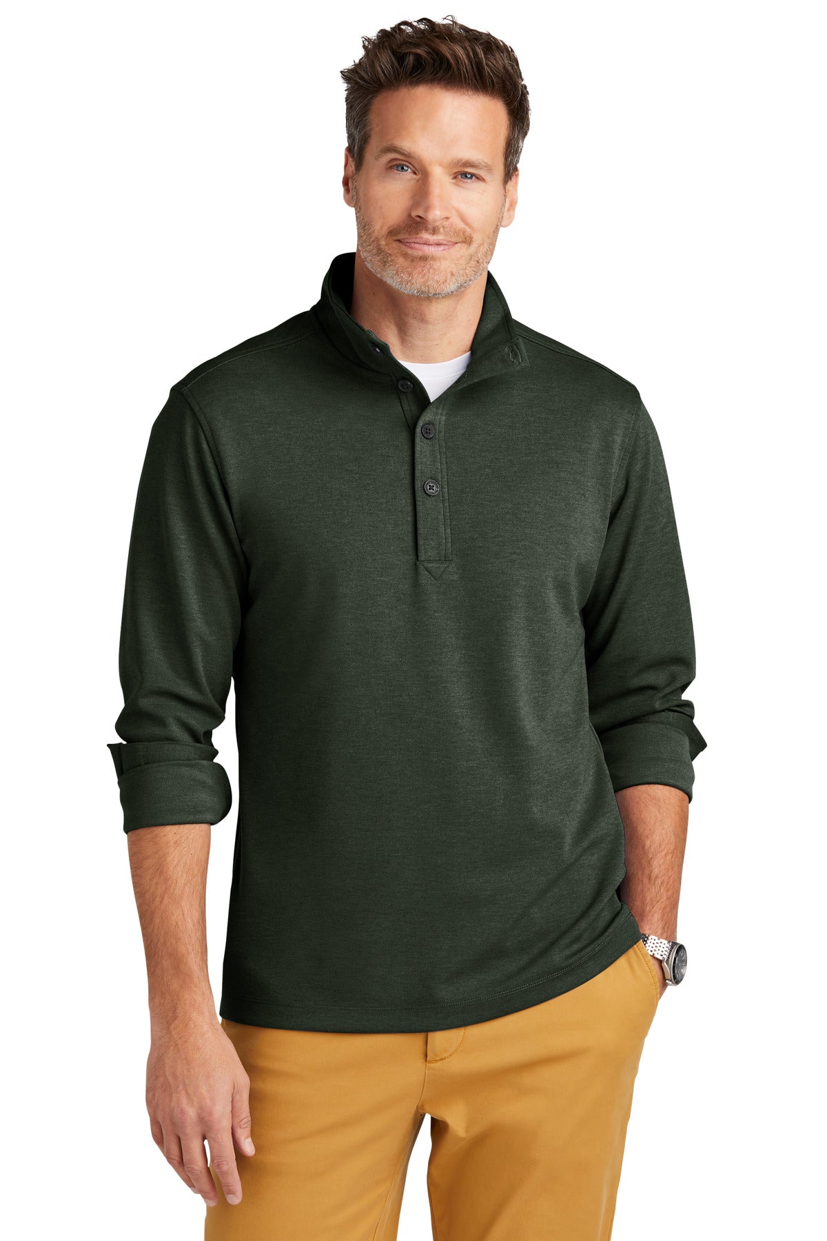 Brooks Brothers® Mid-Layer Stretch 1/2-Button - Pine Heather - XS