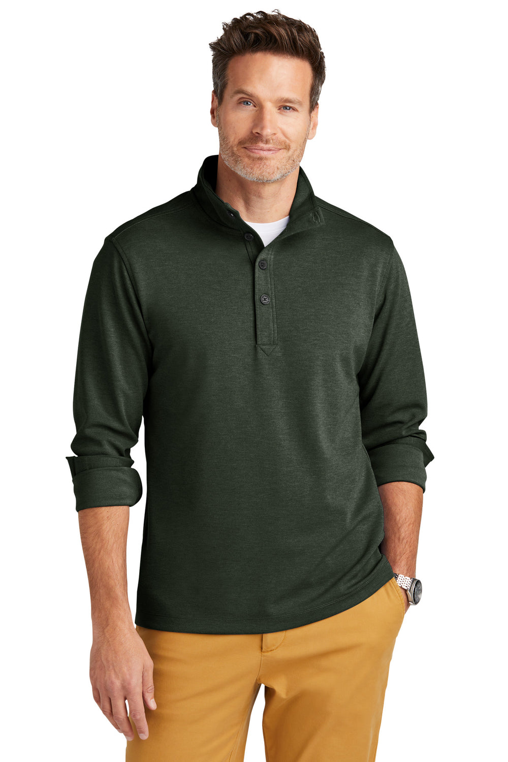 Brooks Brothers® Mid-Layer Stretch 1/2-Button - Pine Heather - XS