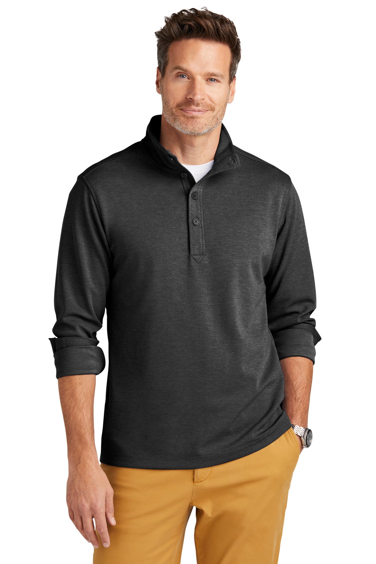 Brooks Brothers® Mid-Layer Stretch 1/2-Button - Windsor Grey Heather - XS