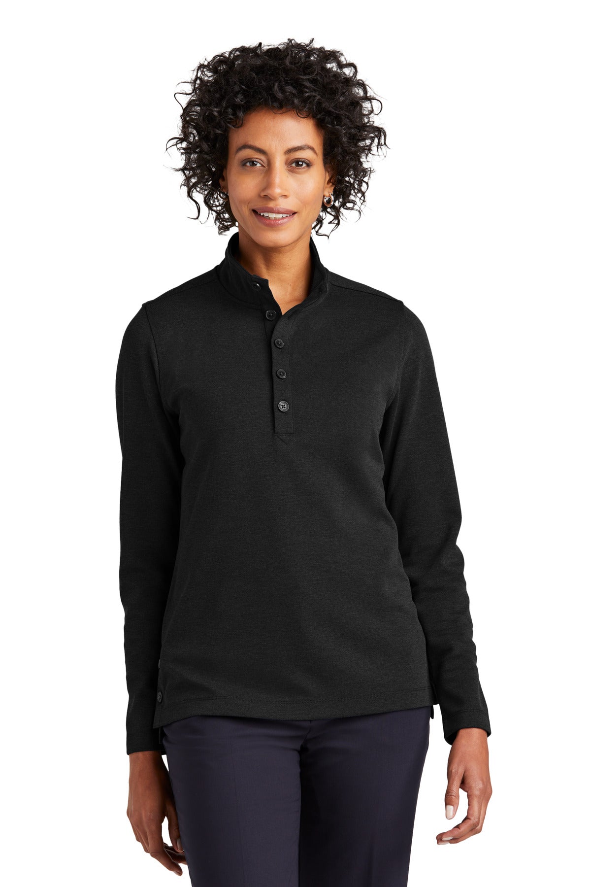 Brooks Brothers® Women’s Mid-Layer Stretch 1/2-Button - Black Heather - XS