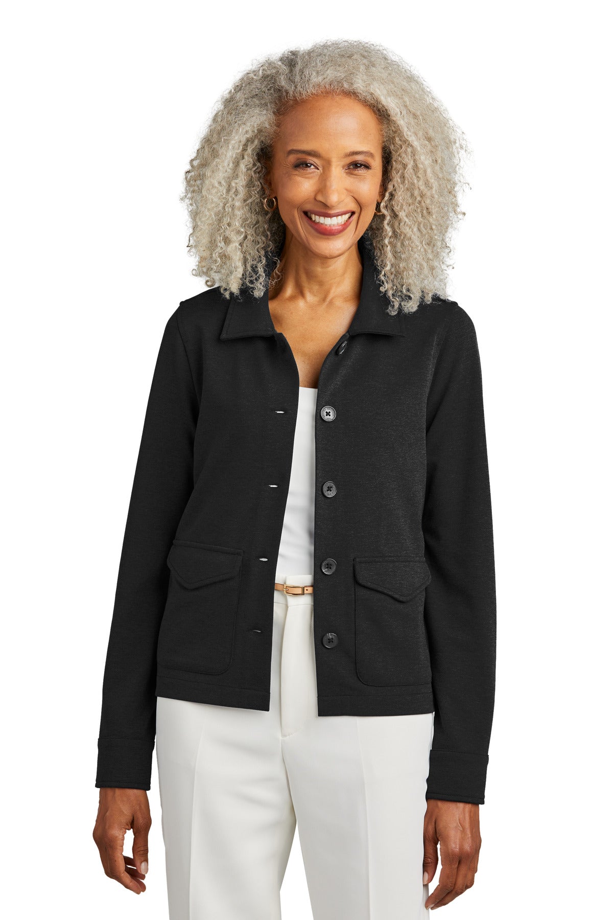 Brooks Brothers® Women’s Mid-Layer Stretch Button Jacket - Black Heather - XS