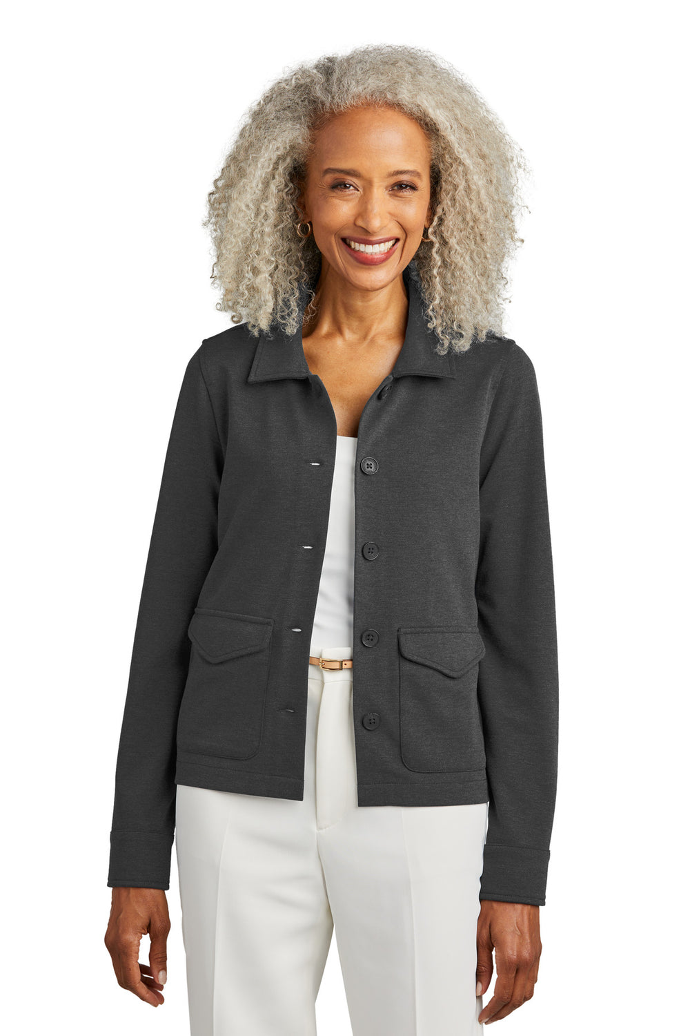 Brooks Brothers® Women’s Mid-Layer Stretch Button Jacket - Windsor Grey Heather - XS