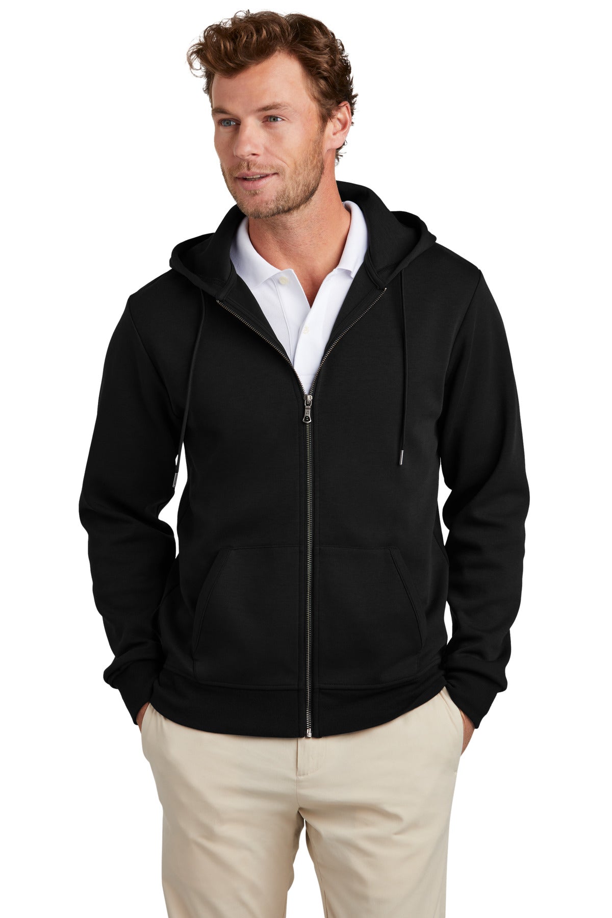 Brooks Brothers® Double-Knit Full-Zip Hoodie - Deep Black - XS