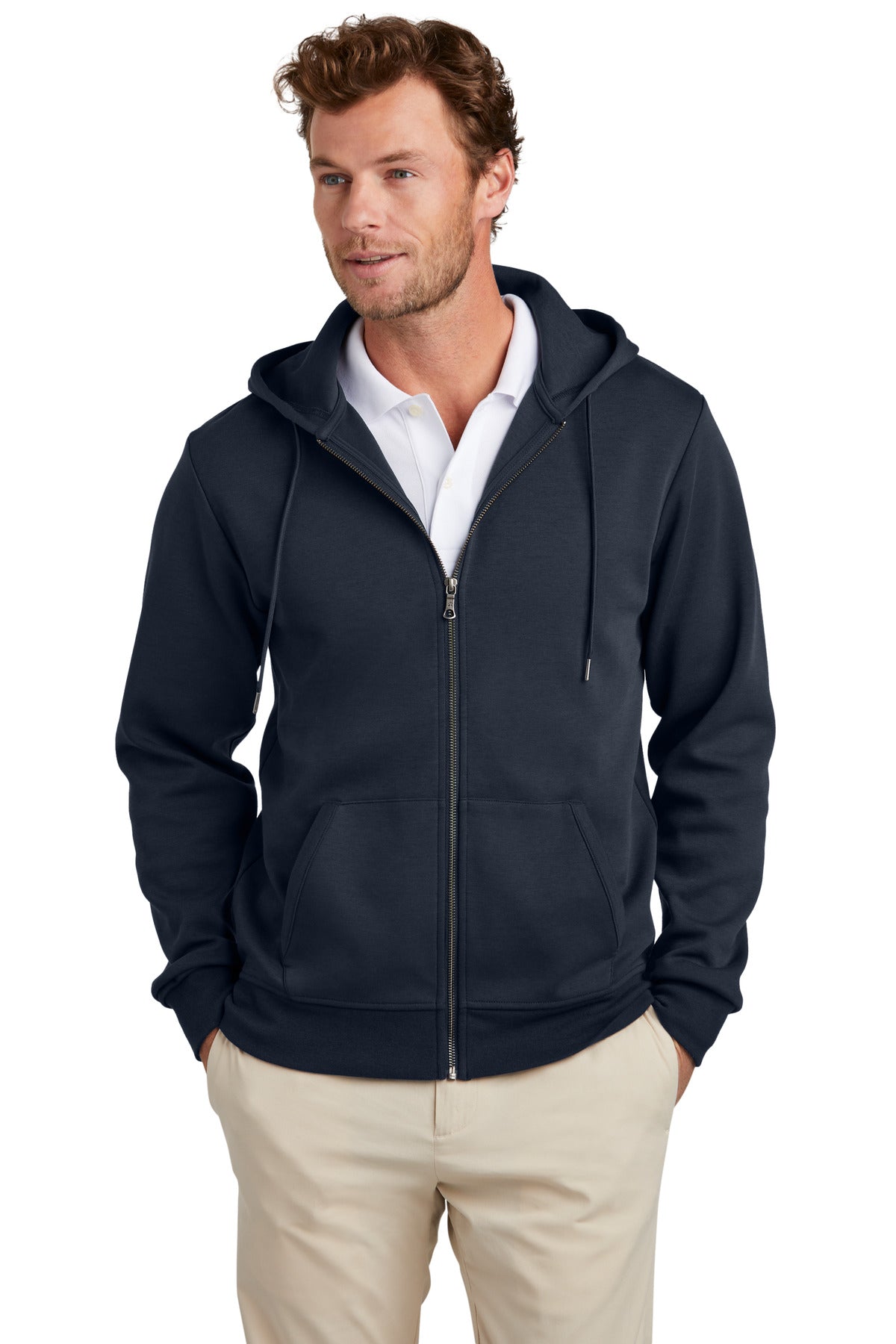 Brooks Brothers® Double-Knit Full-Zip Hoodie - Night Navy - XS