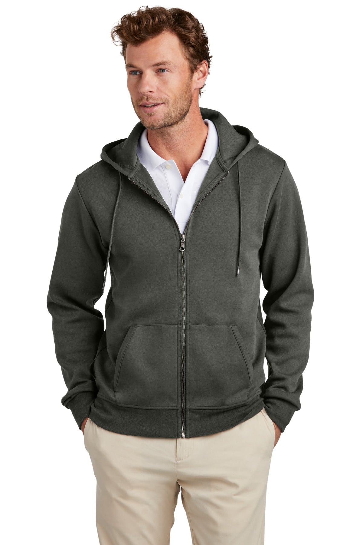 Brooks Brothers® Double-Knit Full-Zip Hoodie - Windsor Grey - XS