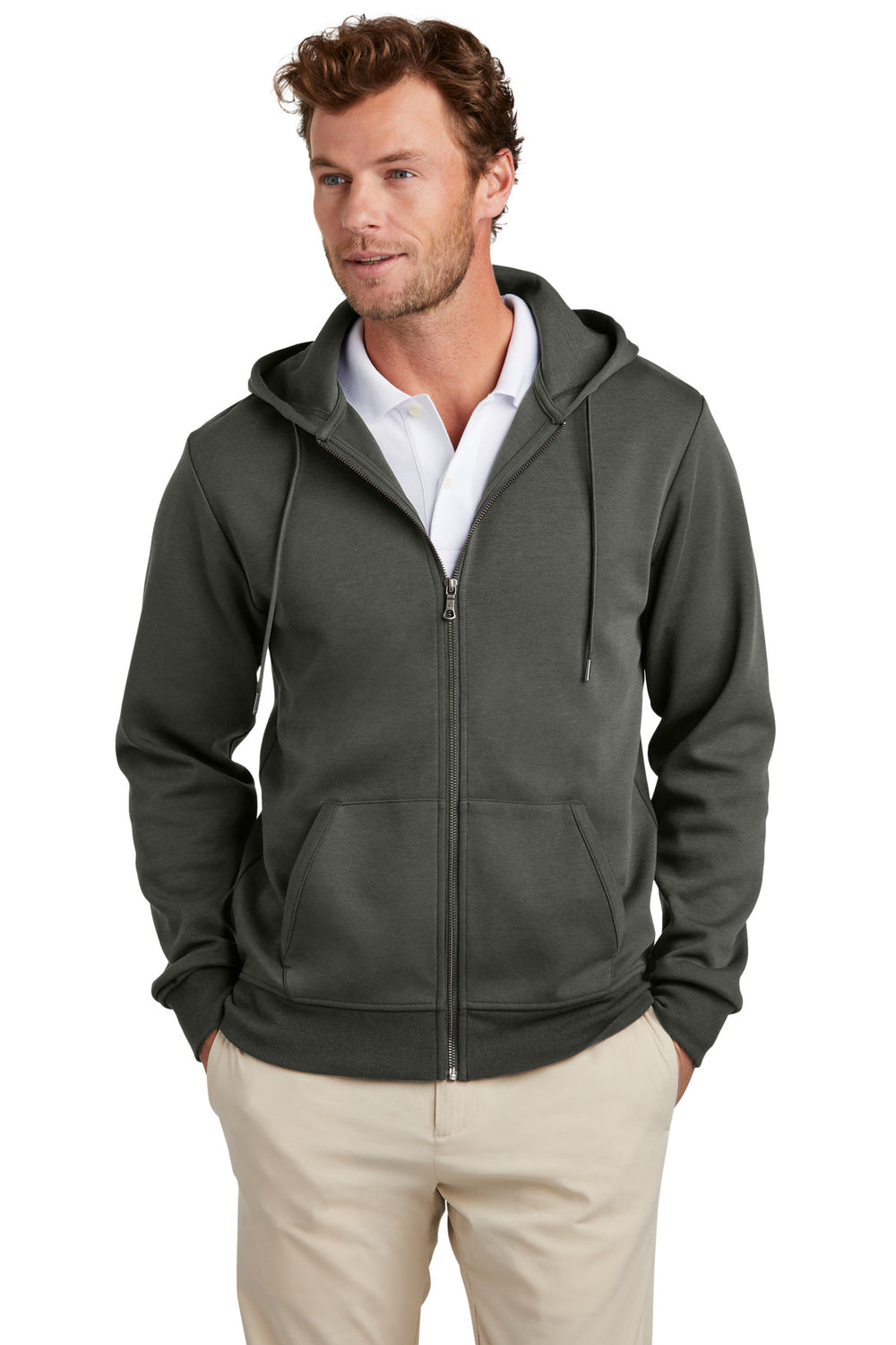 Brooks Brothers® Double-Knit Full-Zip Hoodie - Windsor Grey - XS