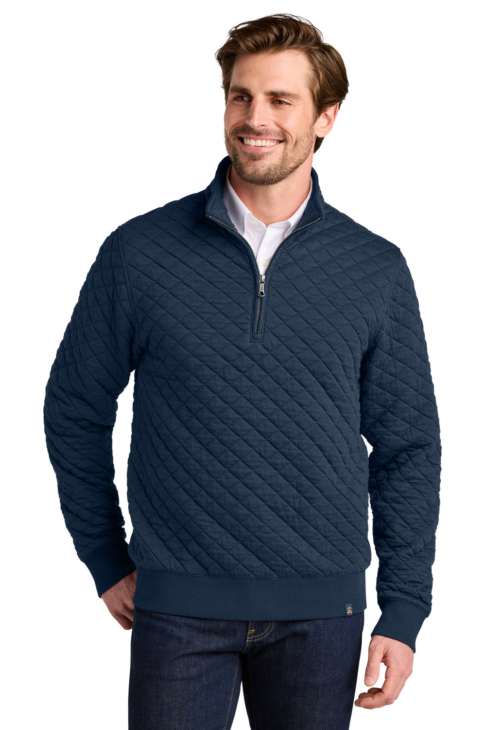 Brooks Brothers® Diamond Quilt 1/4-Zip - Navy Blazer - XS
