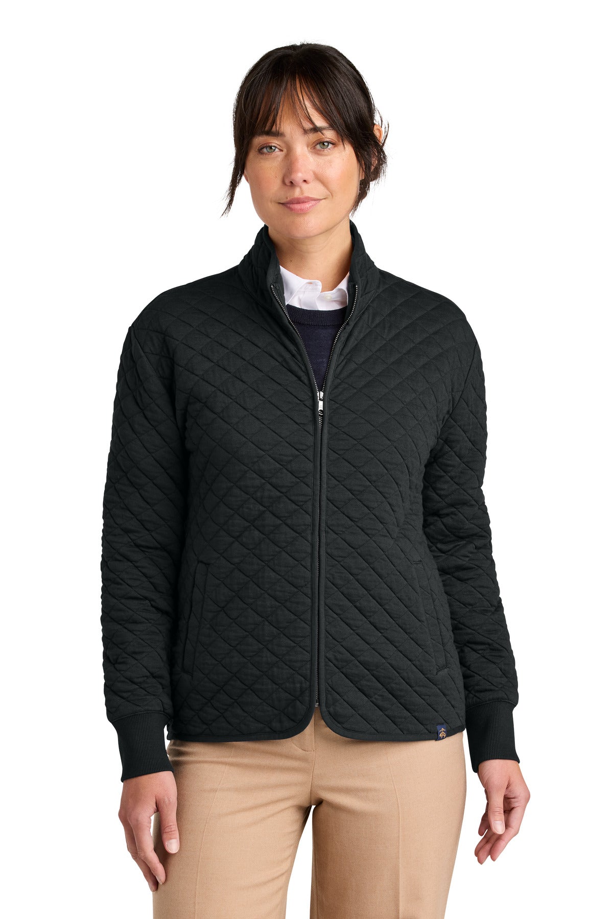 Brooks Brothers® Women’s Diamond Quilt Full-Zip - Deep Black - XS