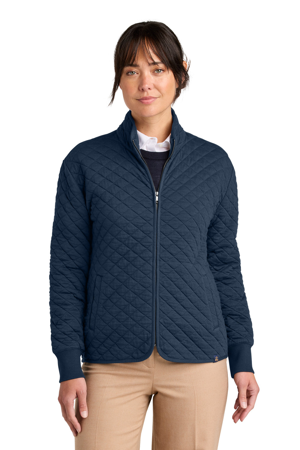 Brooks Brothers® Women’s Diamond Quilt Full-Zip - Navy Blazer - XS