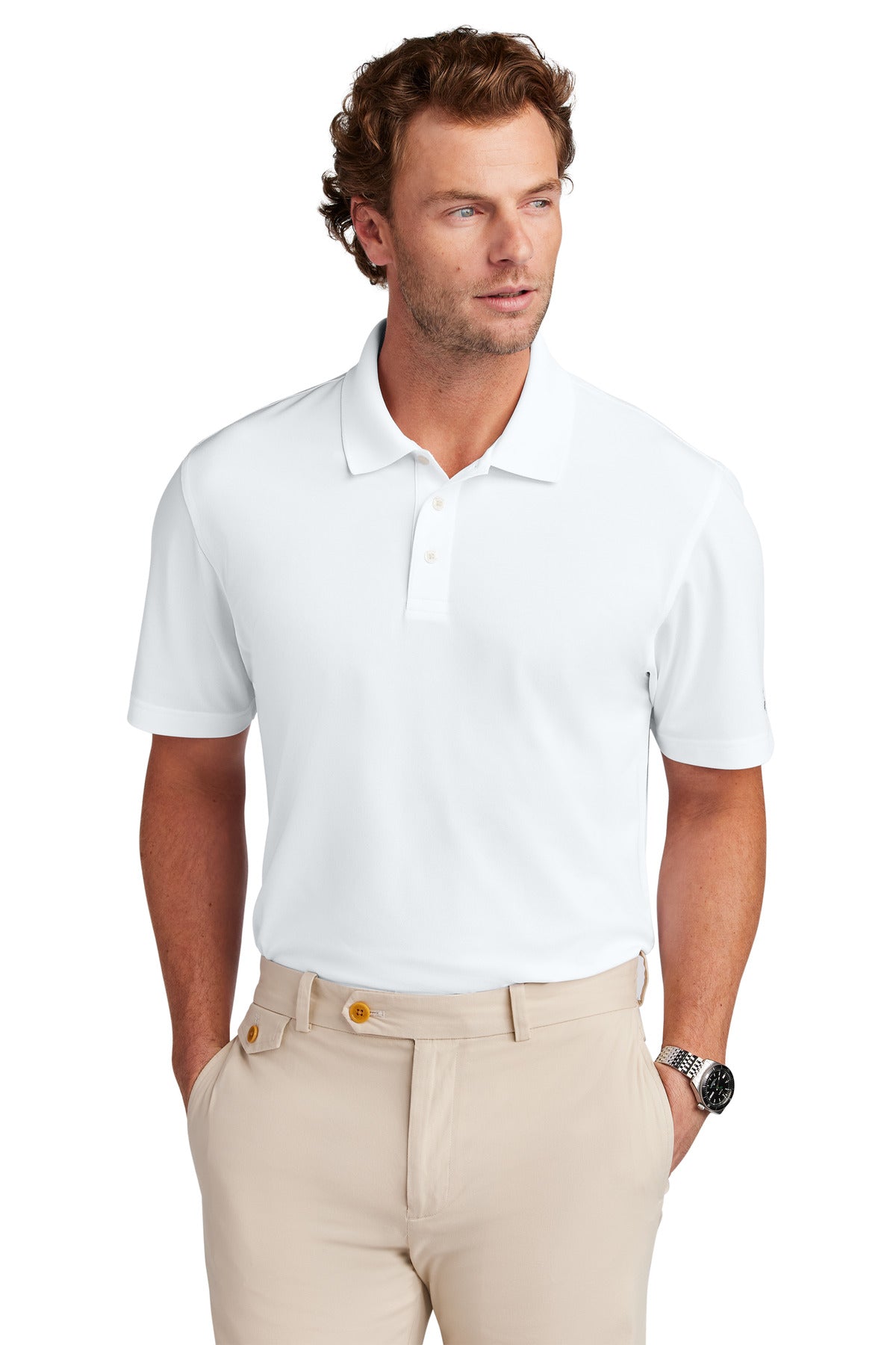 Brooks Brothers® Mesh Pique Performance Polo - White - XS