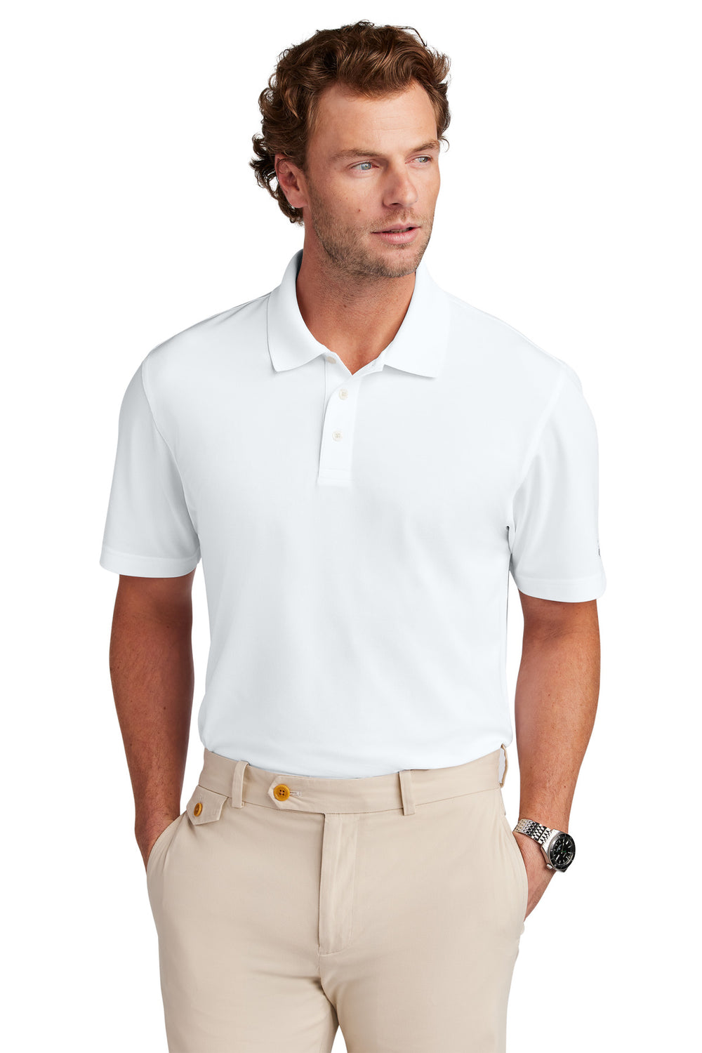 Brooks Brothers® Mesh Pique Performance Polo - White - XS