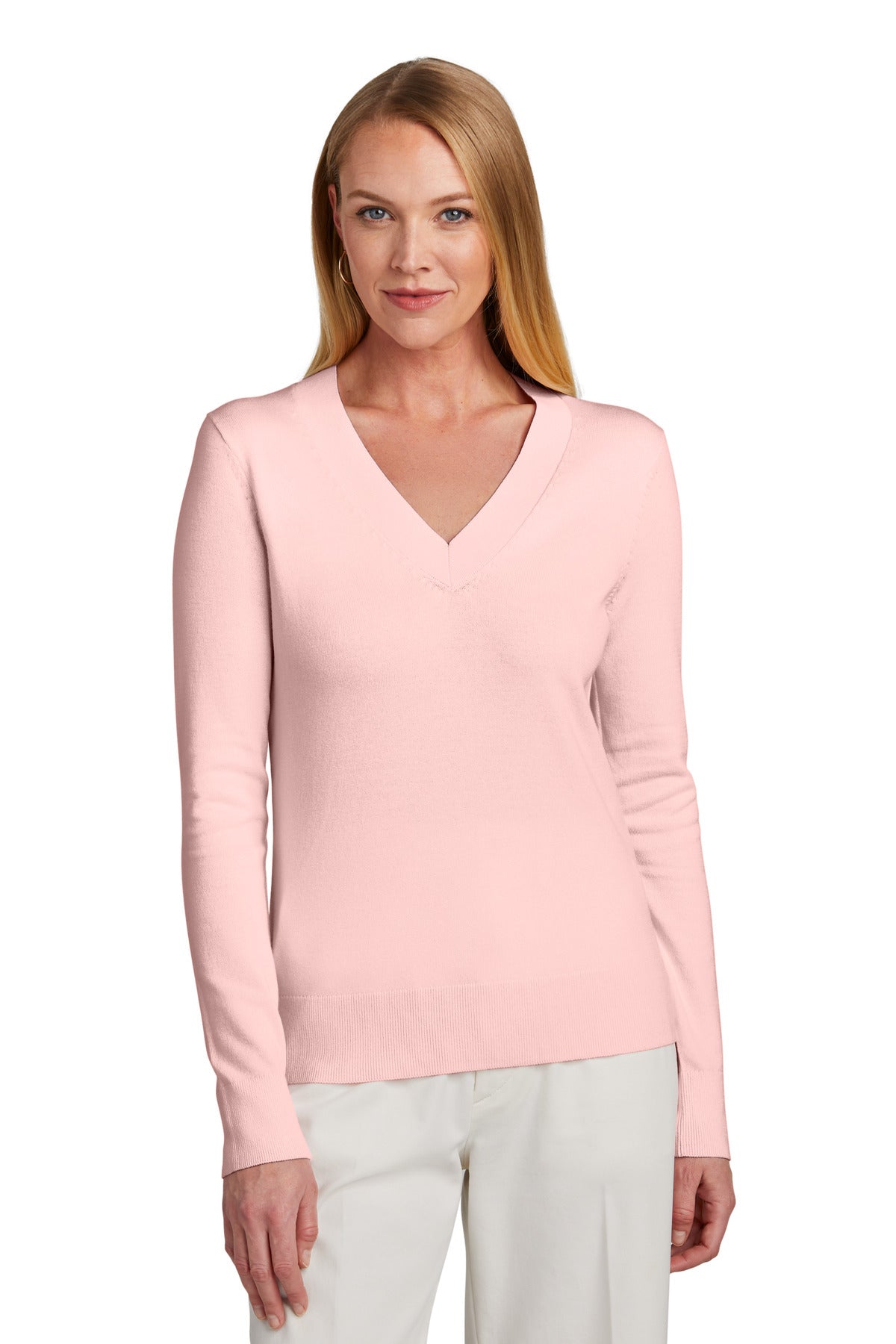 Brooks Brothers® Women’s Cotton Stretch V-Neck Sweater - Pearl Pink - XS