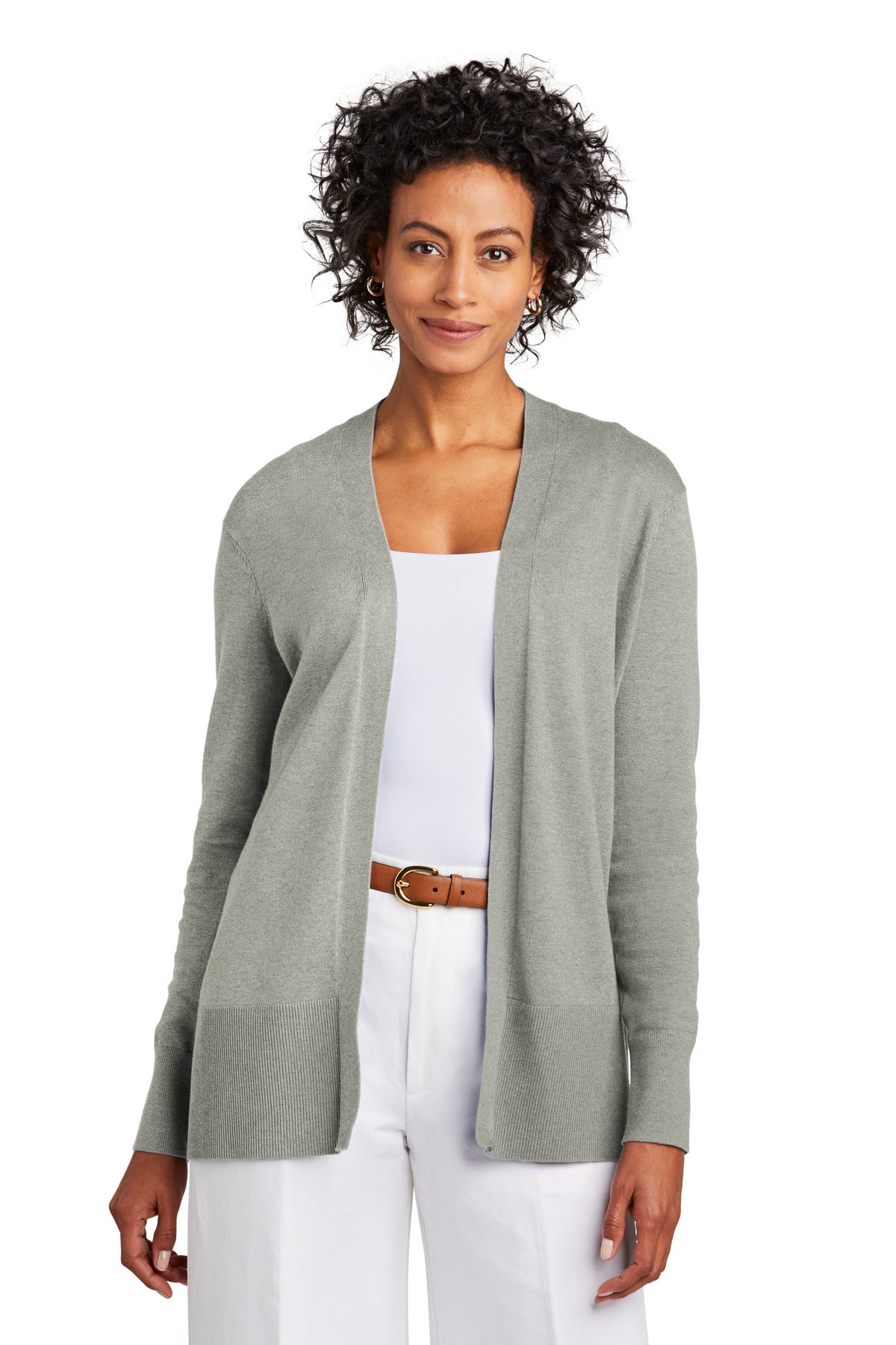 Brooks Brothers® Women’s Cotton Stretch Long Cardigan Sweater - Light Shadow Grey Heather - XS