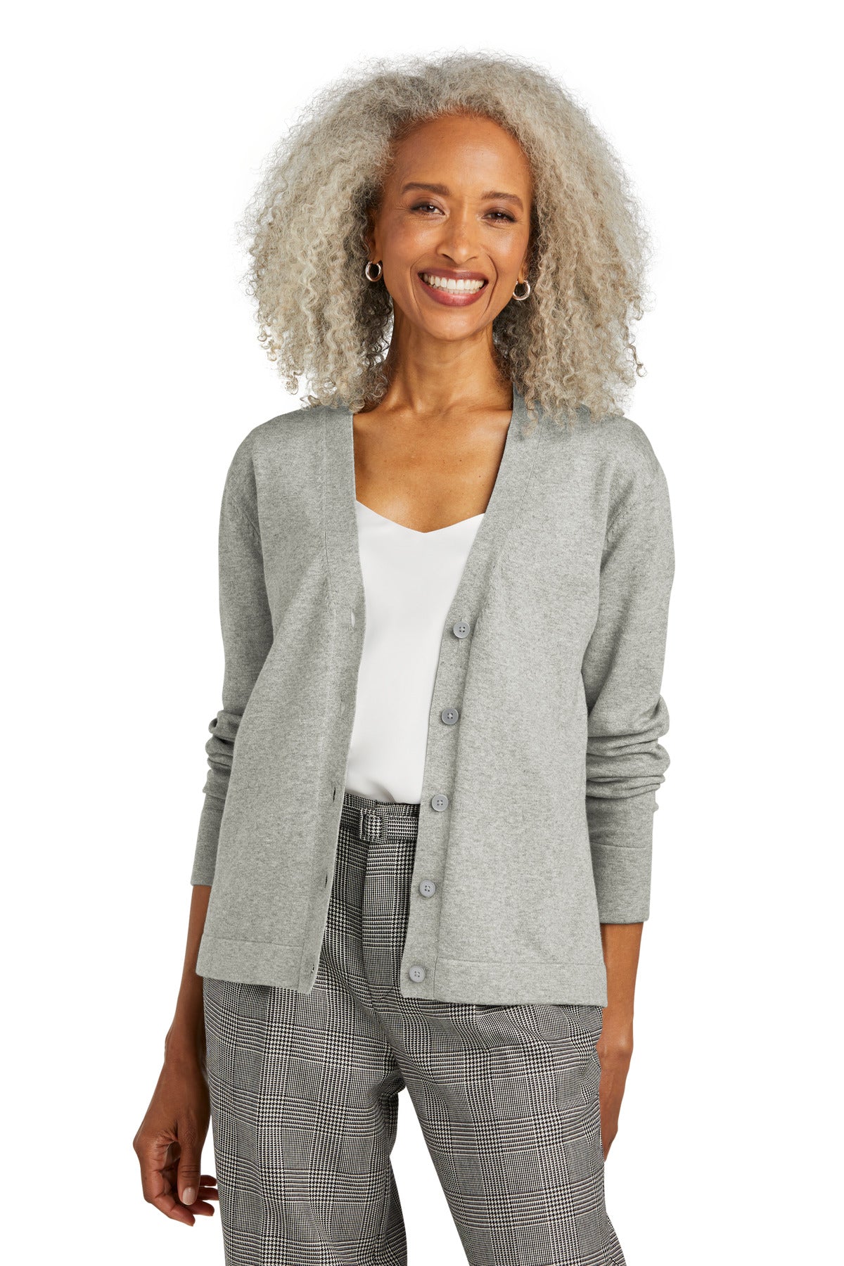 Brooks Brothers® Women’s Cotton Stretch Cardigan Sweater - Light Shadow Grey Heather - XS