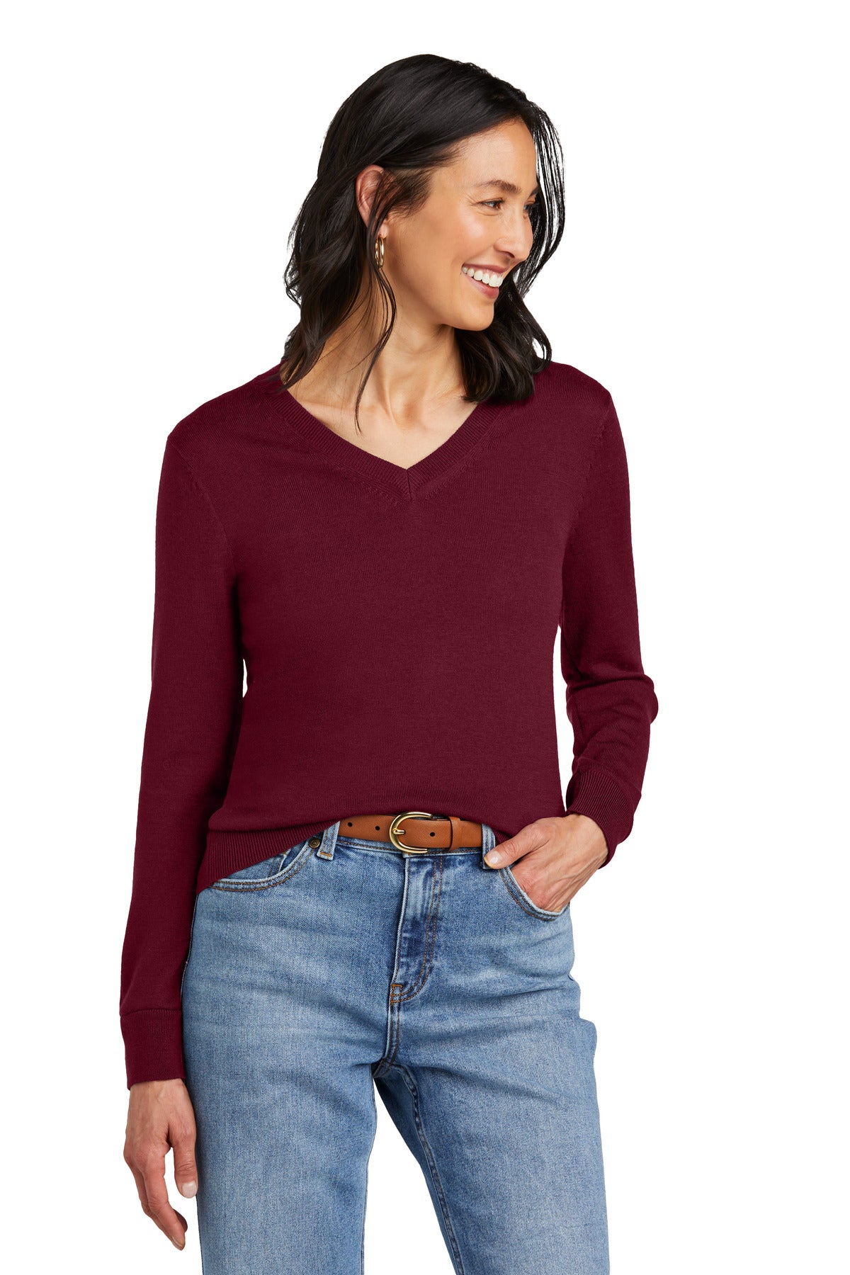 Brooks Brothers® Women’s Washable Merino V-Neck Sweater - Vintage Port - XS