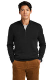 Brooks Brothers® Washable Merino Birdseye 1/4-Zip Sweater - Deep Black - XS