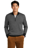 Brooks Brothers® Washable Merino Birdseye 1/4-Zip Sweater - Deep Black/ Shadow Grey - XS