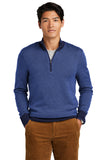 Brooks Brothers® Washable Merino Birdseye 1/4-Zip Sweater - Navy/ Compass Blue - 2XL