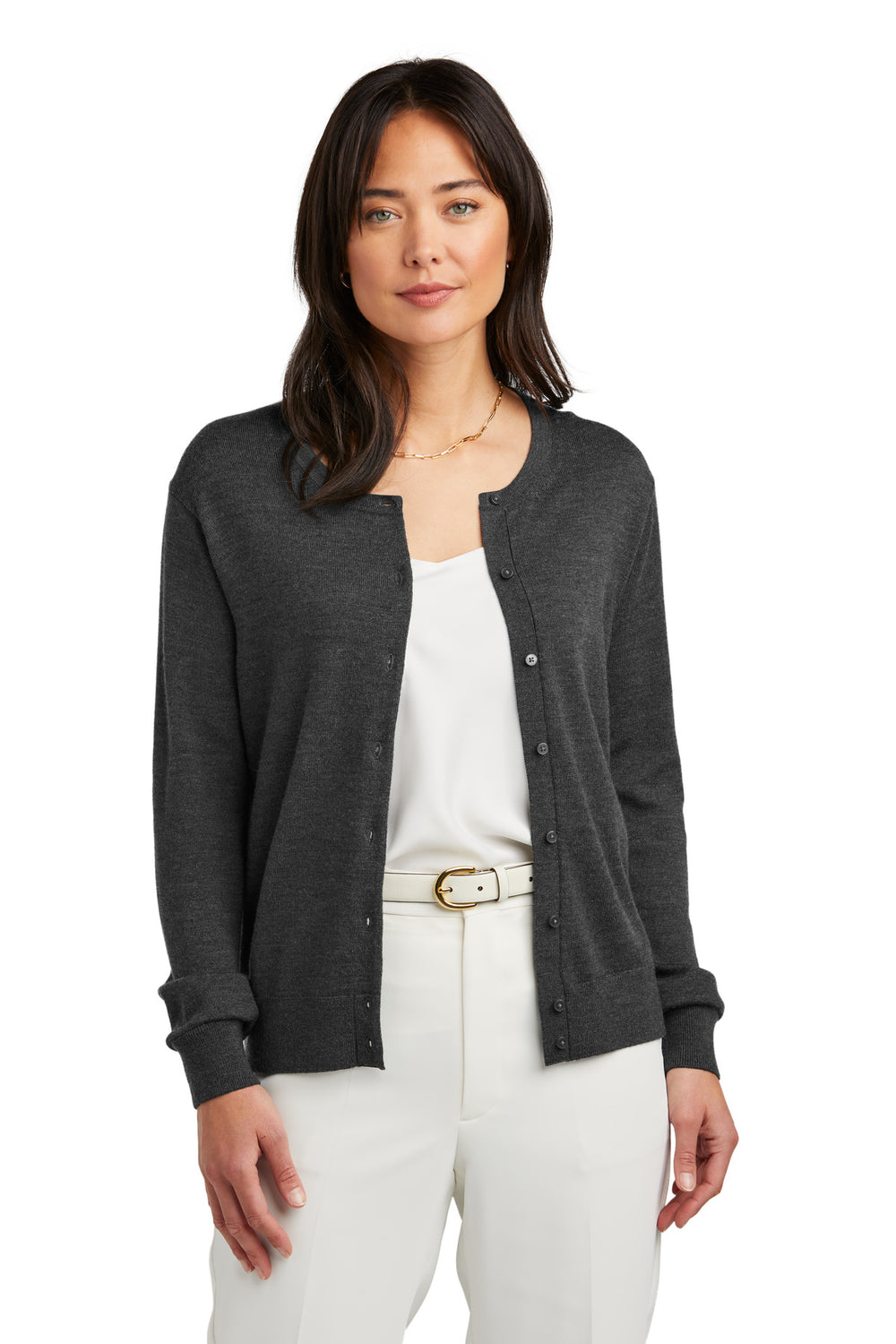 Brooks Brothers® Women’s Washable Merino Cardigan Sweater - Windsor Grey Heather - XS