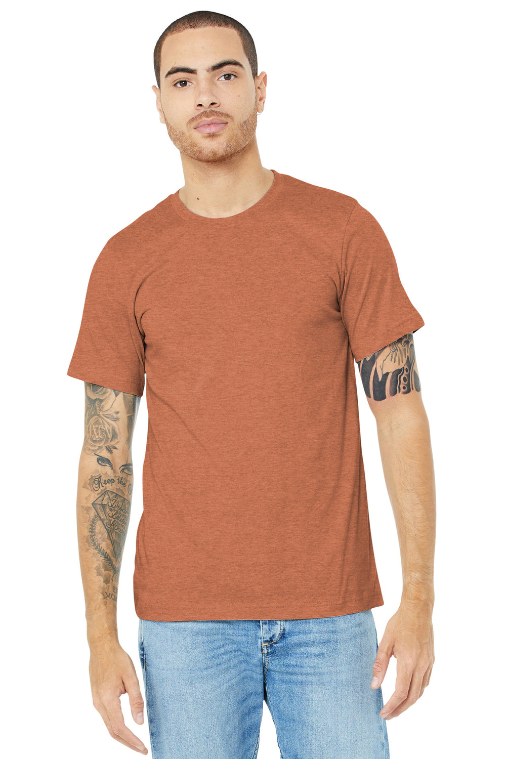 BELLA+CANVAS® Unisex Heather CVC Short Sleeve Tee - Heather Autumn - XS