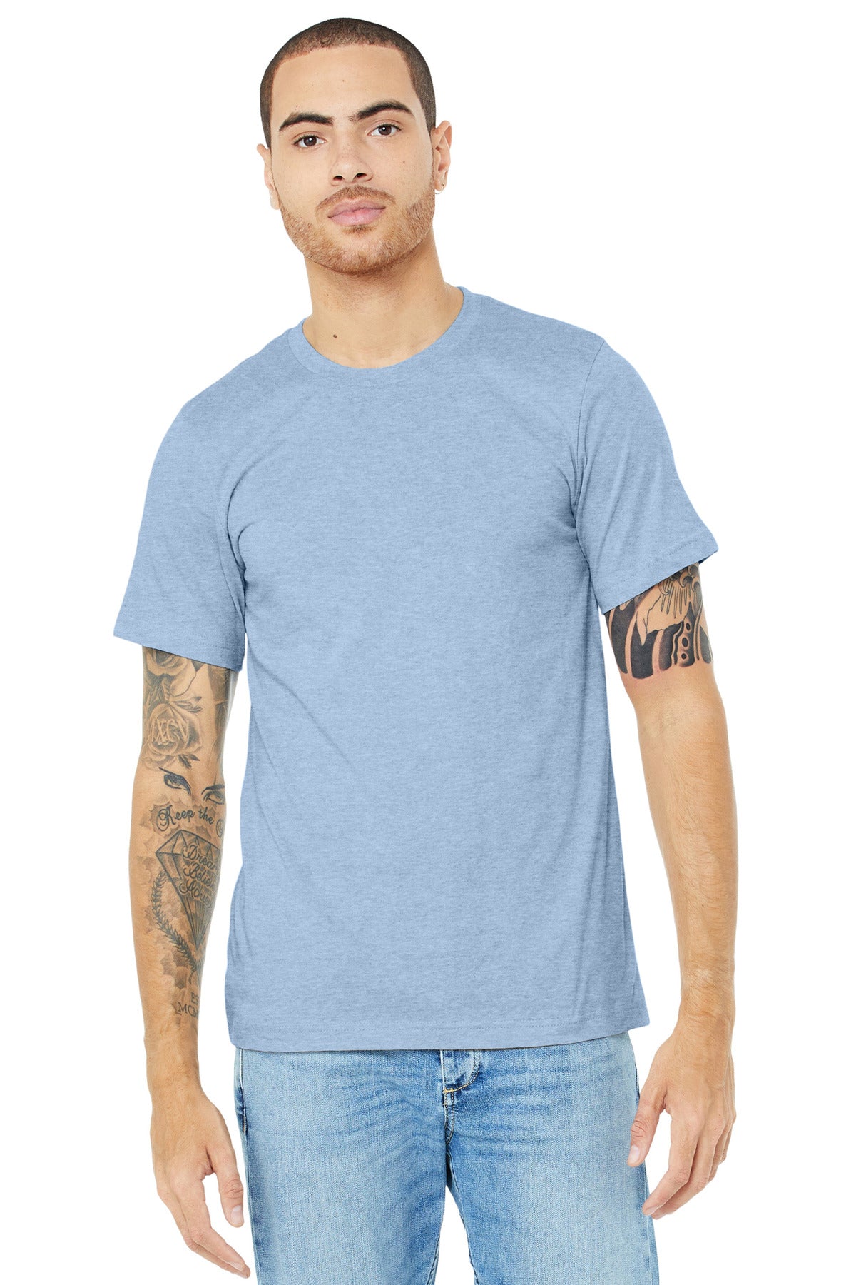 BELLA+CANVAS® Unisex Heather CVC Short Sleeve Tee - Heather Baby Blue - 2XL