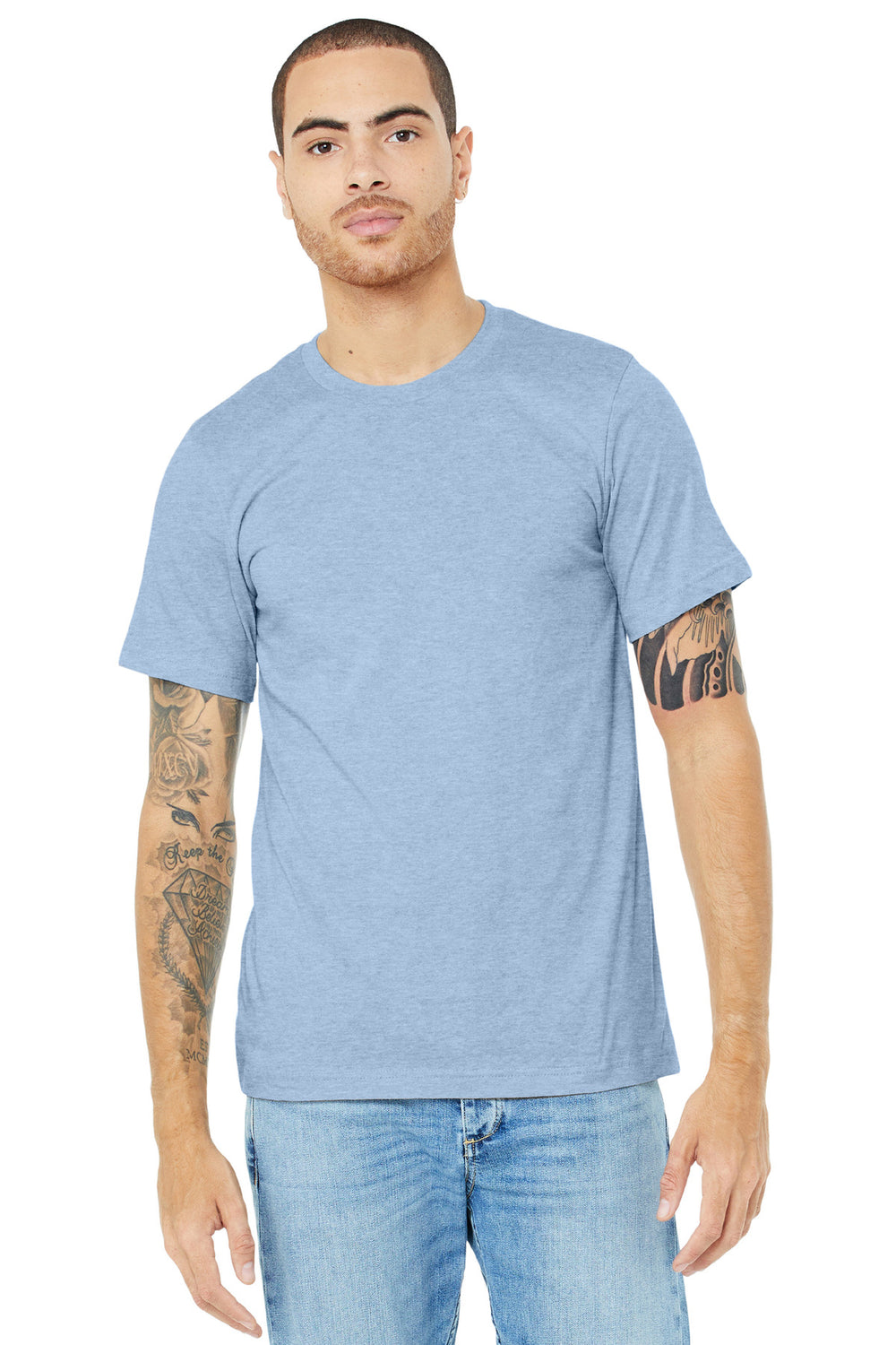 BELLA+CANVAS® Unisex Heather CVC Short Sleeve Tee - Heather Baby Blue - 2XL