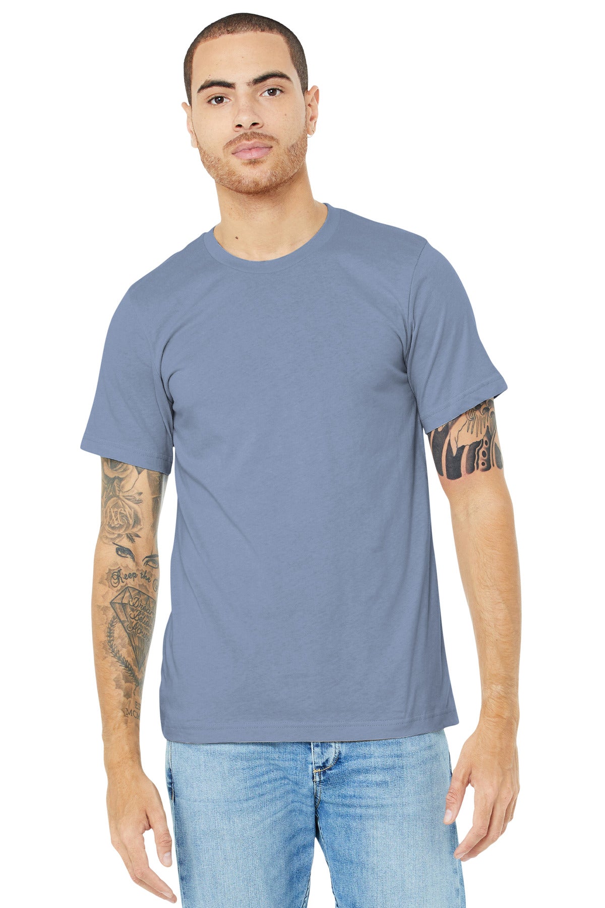 BELLA+CANVAS® Unisex Heather CVC Short Sleeve Tee - Heather Blue - XS