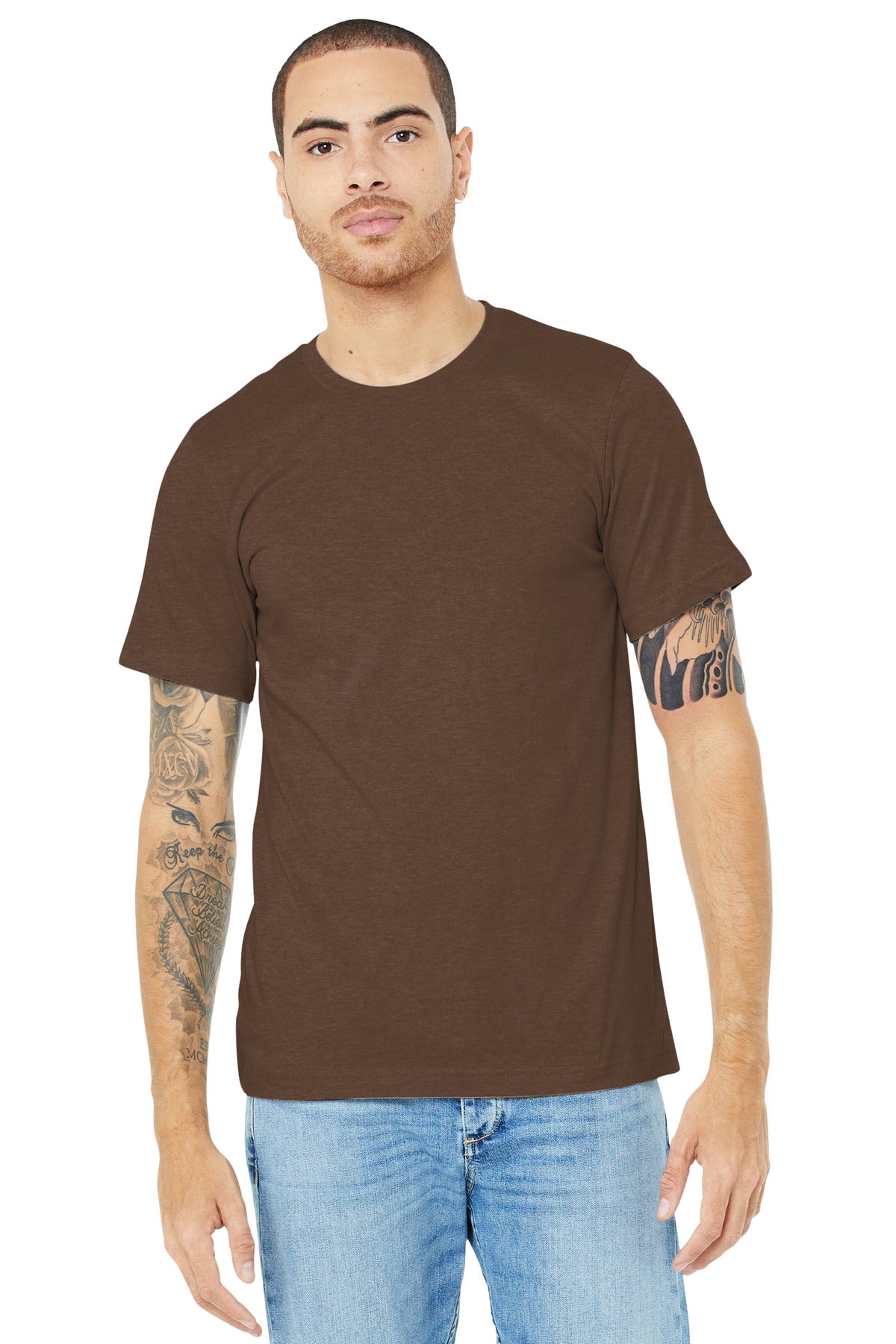 BELLA+CANVAS® Unisex Heather CVC Short Sleeve Tee - Heather Brown - XS