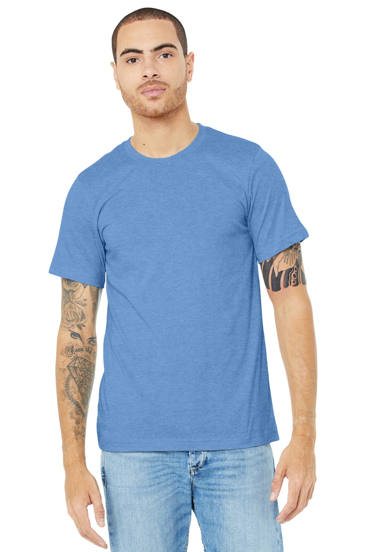 BELLA+CANVAS® Unisex Heather CVC Short Sleeve Tee - Heather Carolina Blue - 2XL