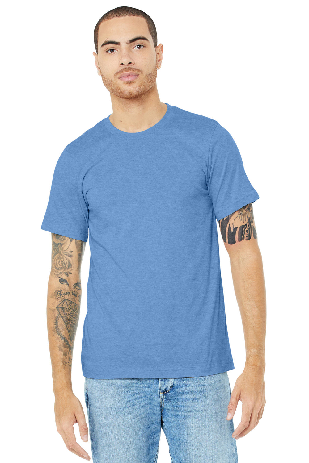 BELLA+CANVAS® Unisex Heather CVC Short Sleeve Tee - Heather Carolina Blue - 2XL