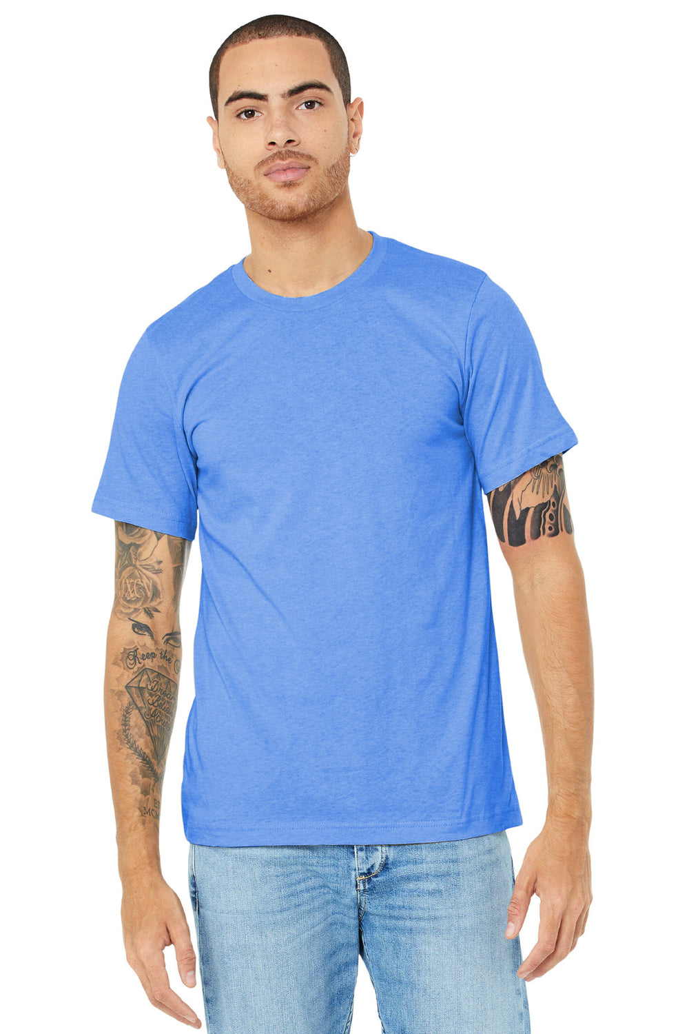 BELLA+CANVAS® Unisex Heather CVC Short Sleeve Tee - Heather Columbia Blue - XS