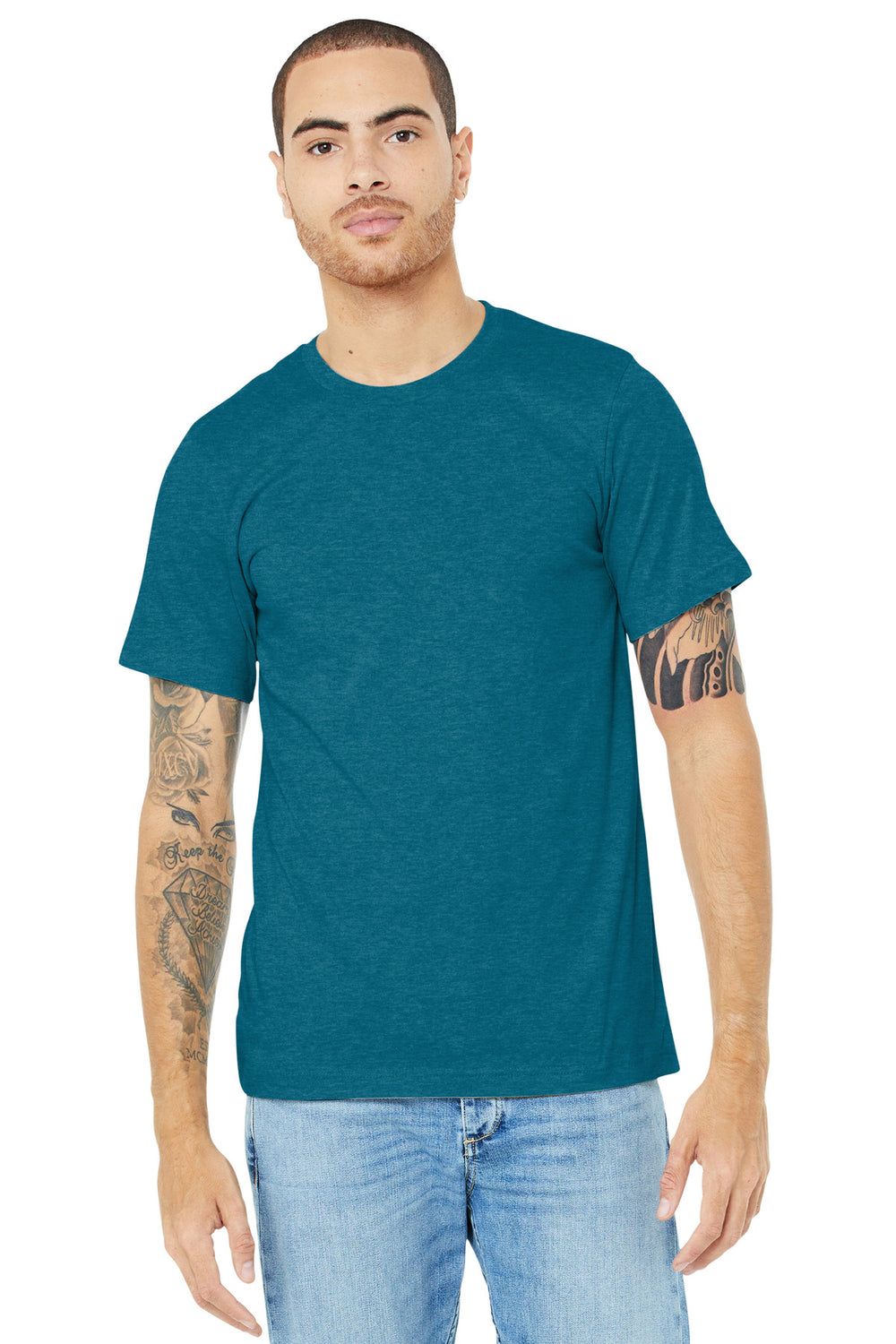 BELLA+CANVAS® Unisex Heather CVC Short Sleeve Tee - Heather Deep Teal - XS