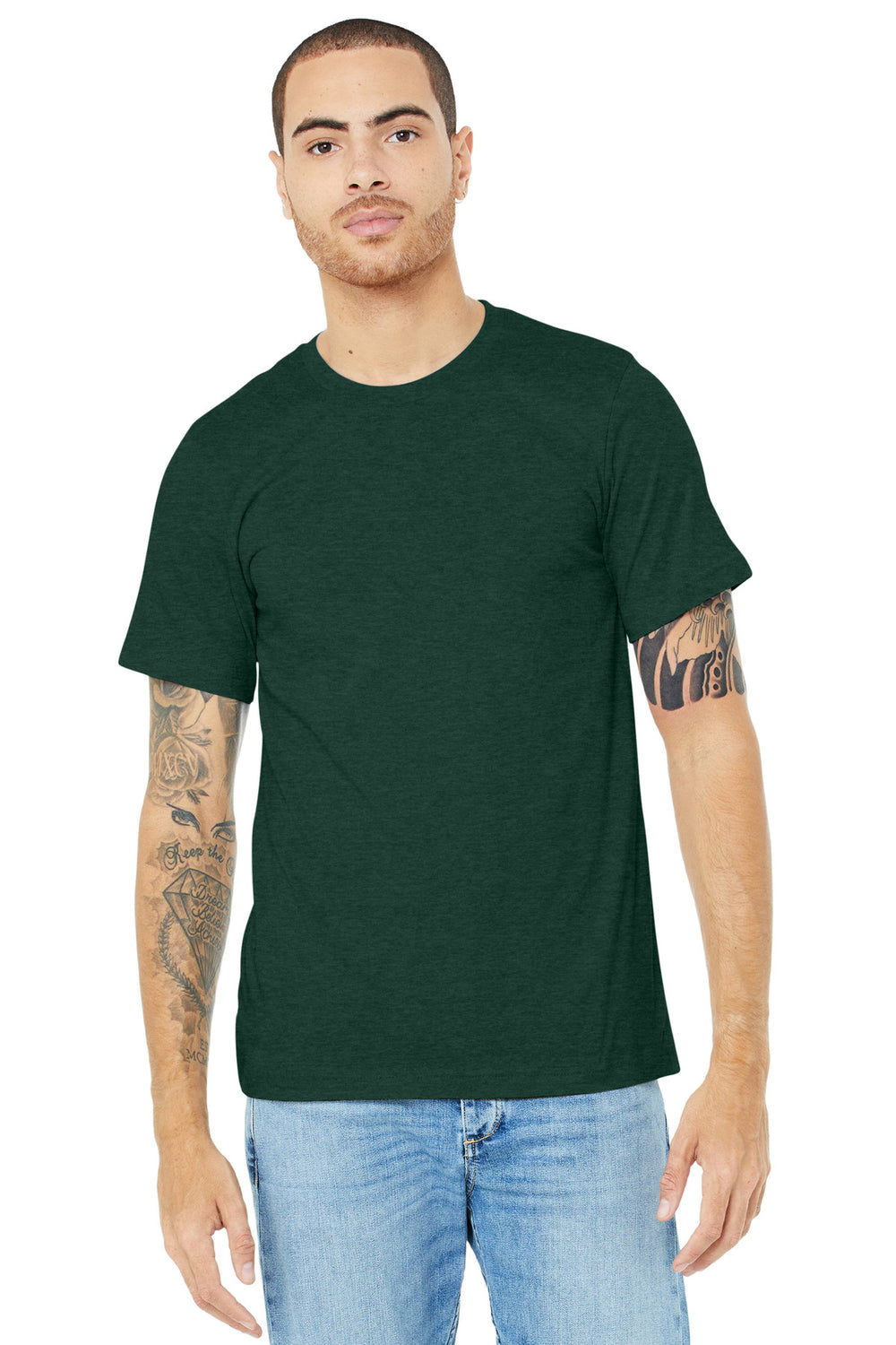 BELLA+CANVAS® Unisex Heather CVC Short Sleeve Tee - Heather Emerald - 2XL