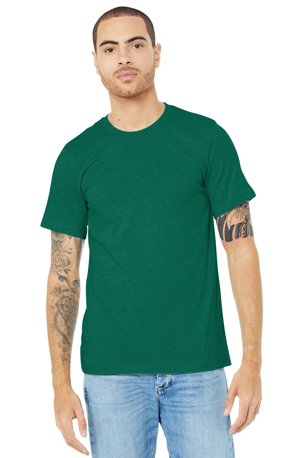BELLA+CANVAS® Unisex Heather CVC Short Sleeve Tee - Heather Grass Green - XS