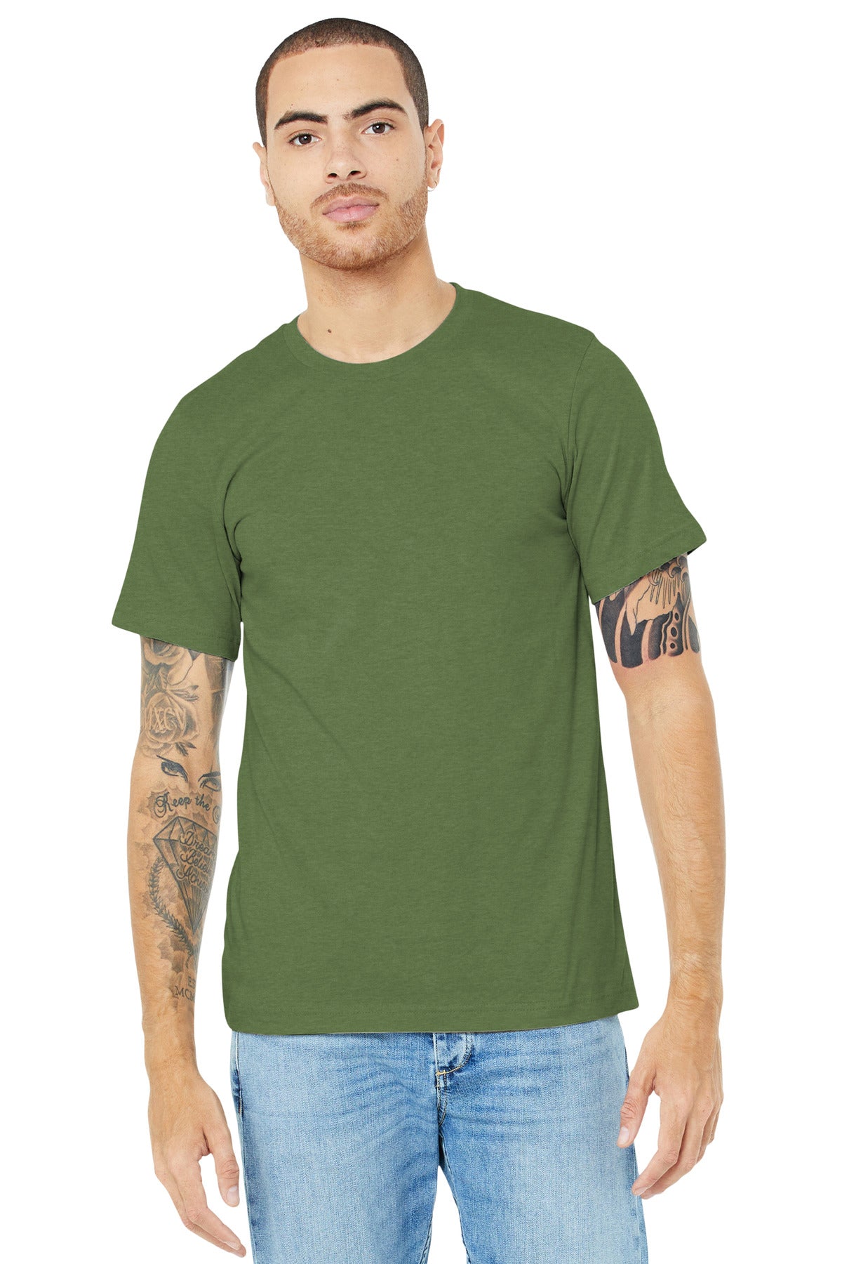 BELLA+CANVAS® Unisex Heather CVC Short Sleeve Tee - Heather Green - XS