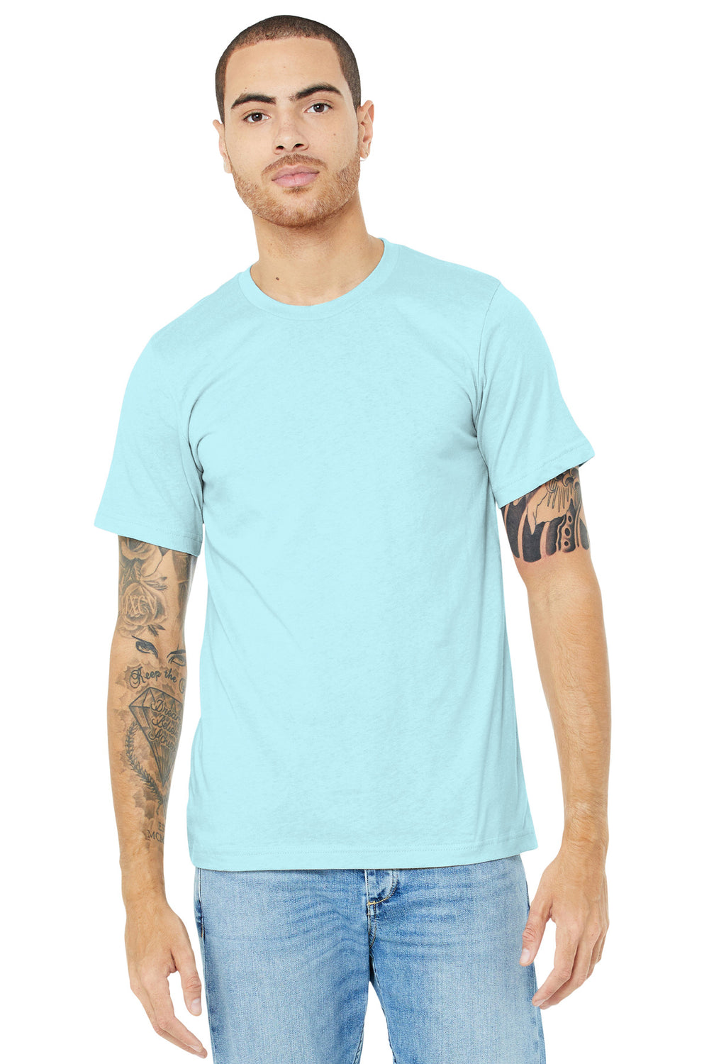 BELLA+CANVAS® Unisex Heather CVC Short Sleeve Tee - Heather Ice Blue - XS