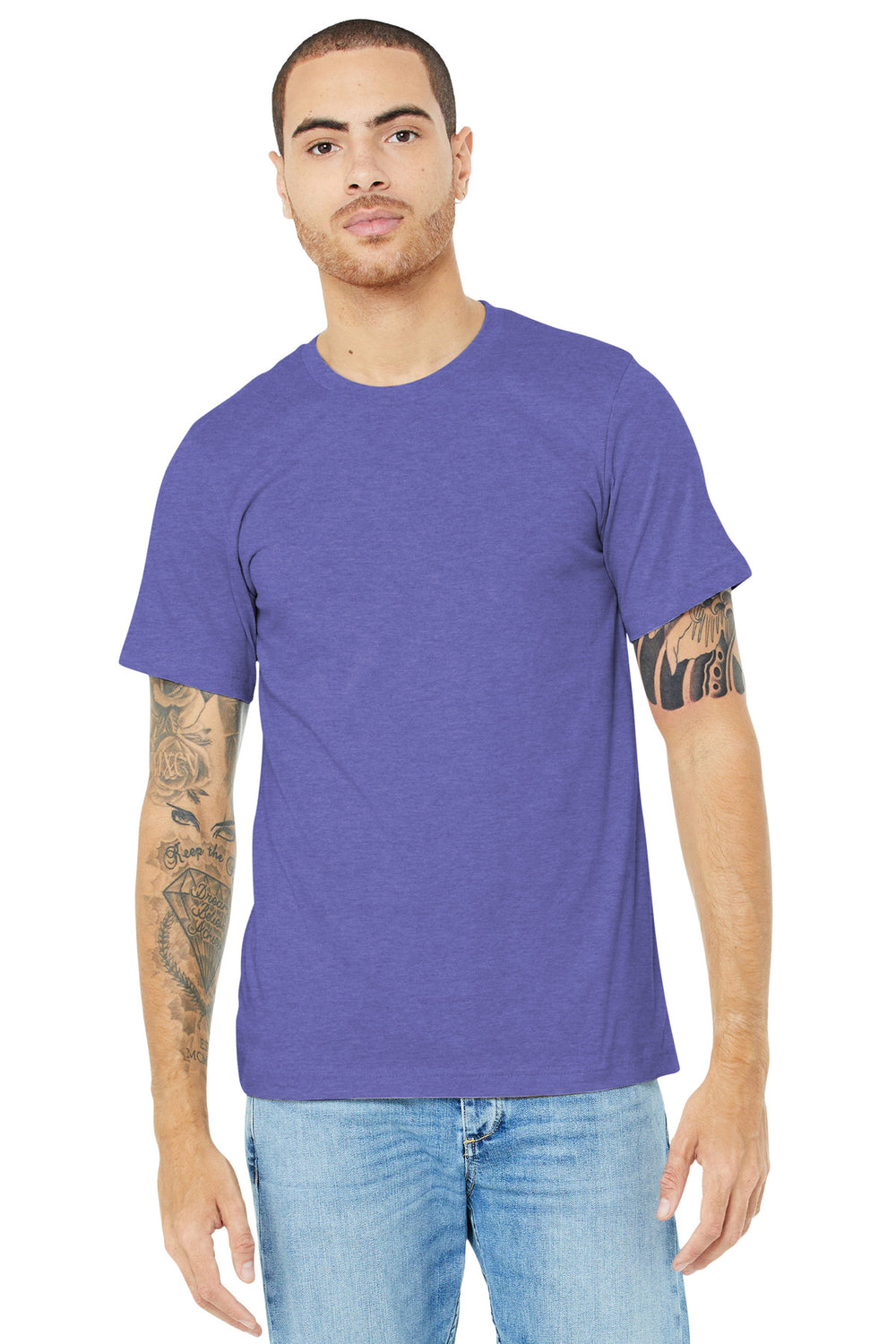 BELLA+CANVAS® Unisex Heather CVC Short Sleeve Tee - Heather Lapis - XS