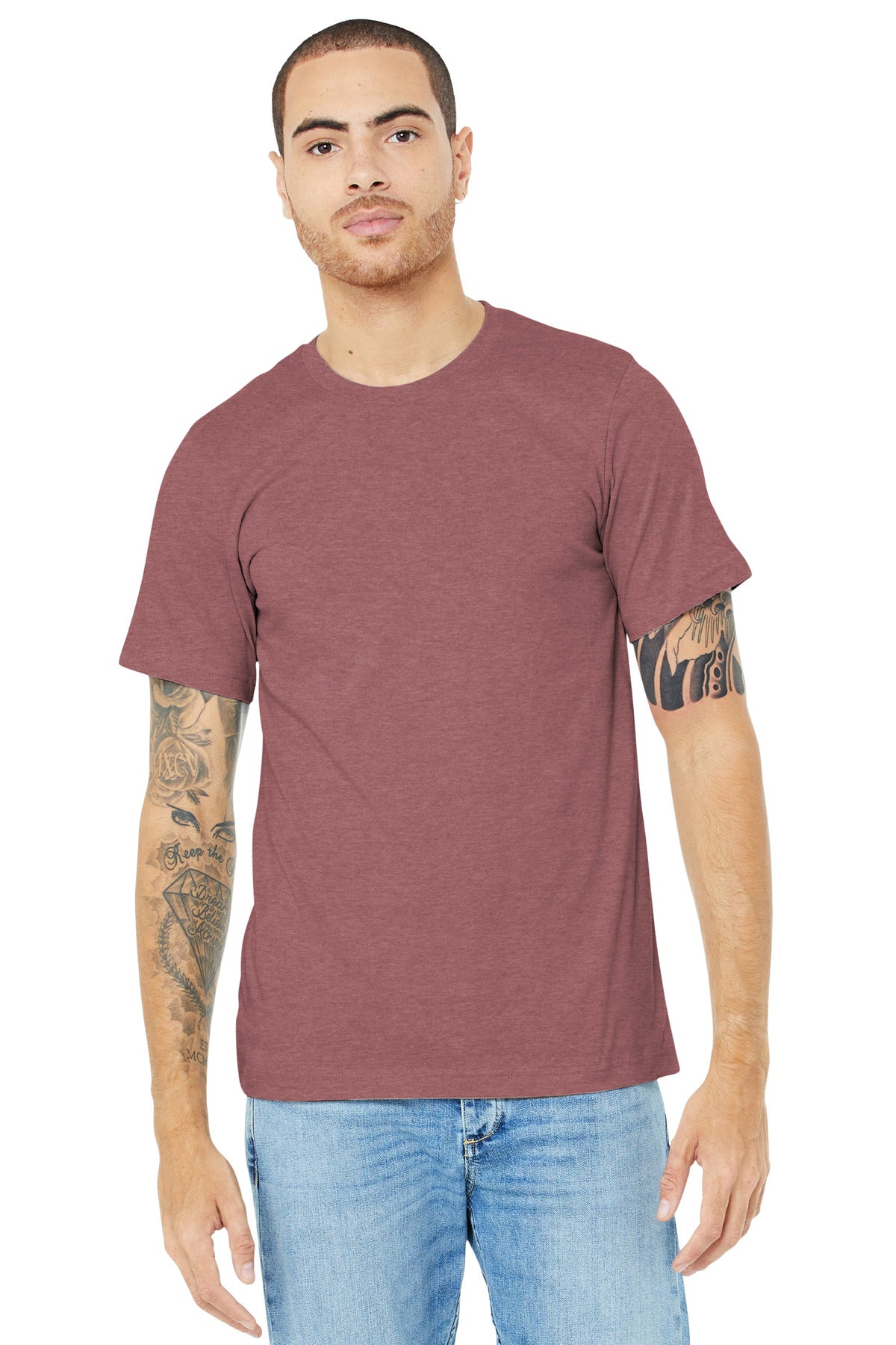 BELLA+CANVAS® Unisex Heather CVC Short Sleeve Tee - Heather Mauve - XS