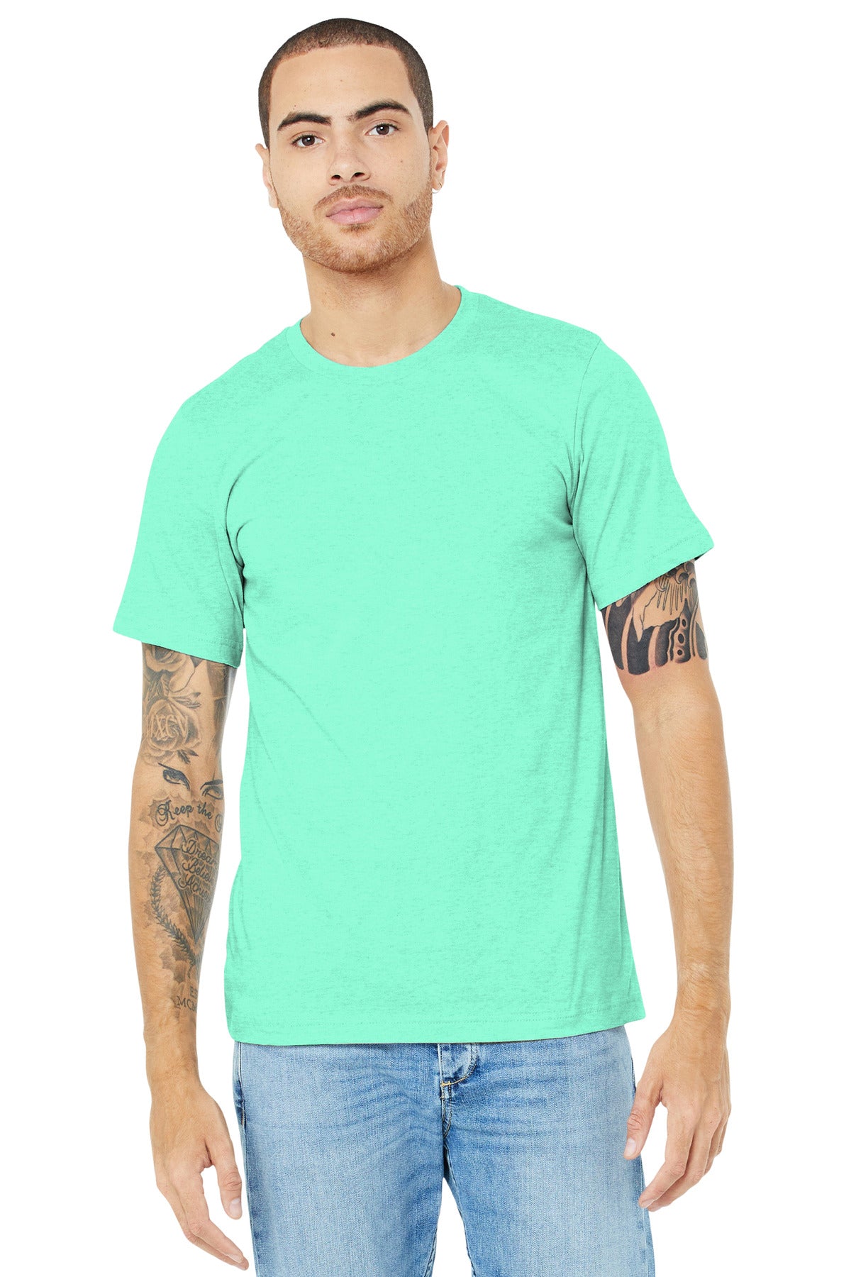 BELLA+CANVAS® Unisex Heather CVC Short Sleeve Tee - Heather Mint - XS