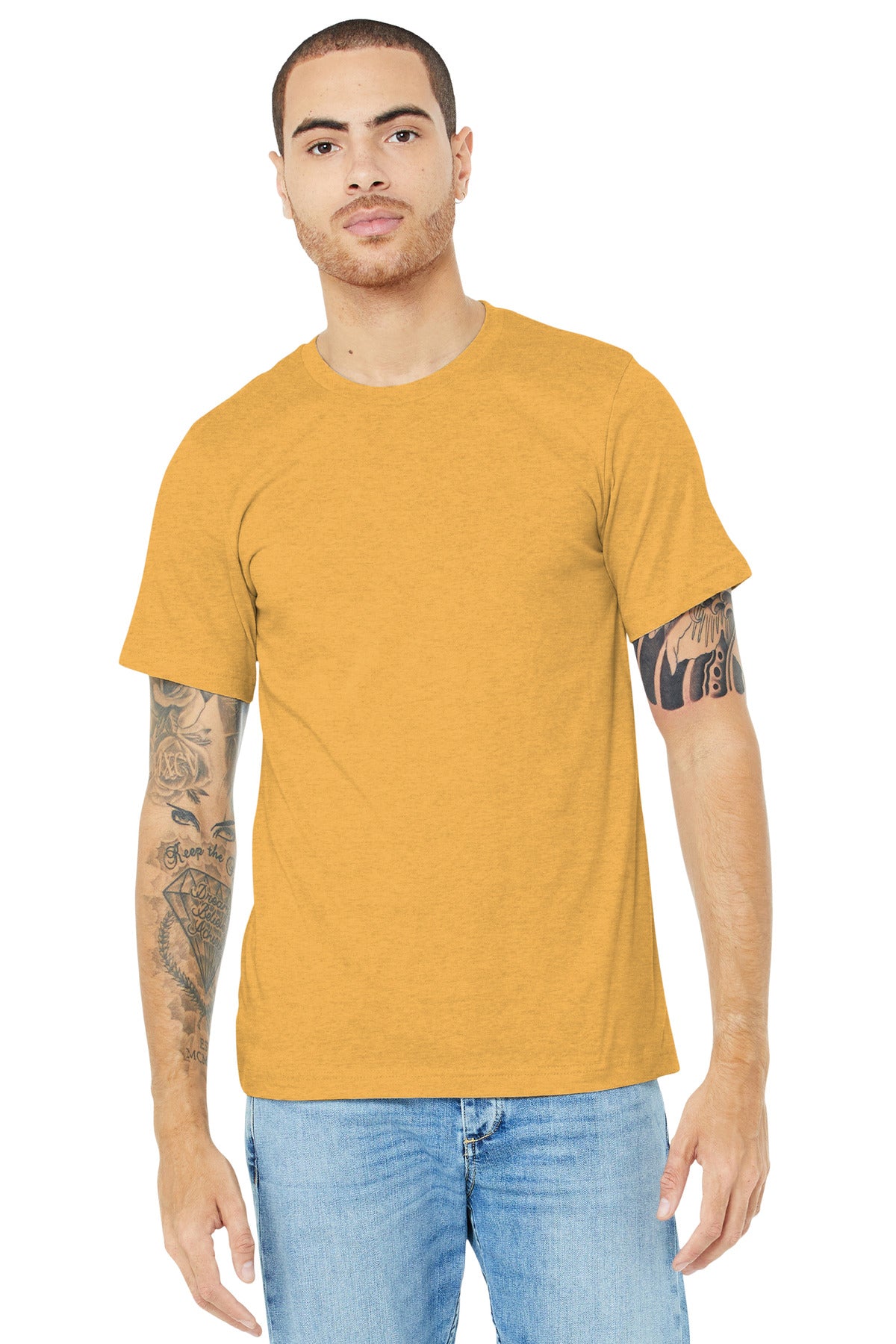BELLA+CANVAS® Unisex Heather CVC Short Sleeve Tee - Heather Mustard - XS
