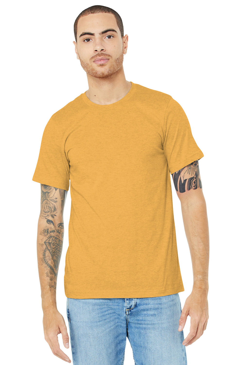 BELLA+CANVAS® Unisex Heather CVC Short Sleeve Tee - Heather Mustard - XS
