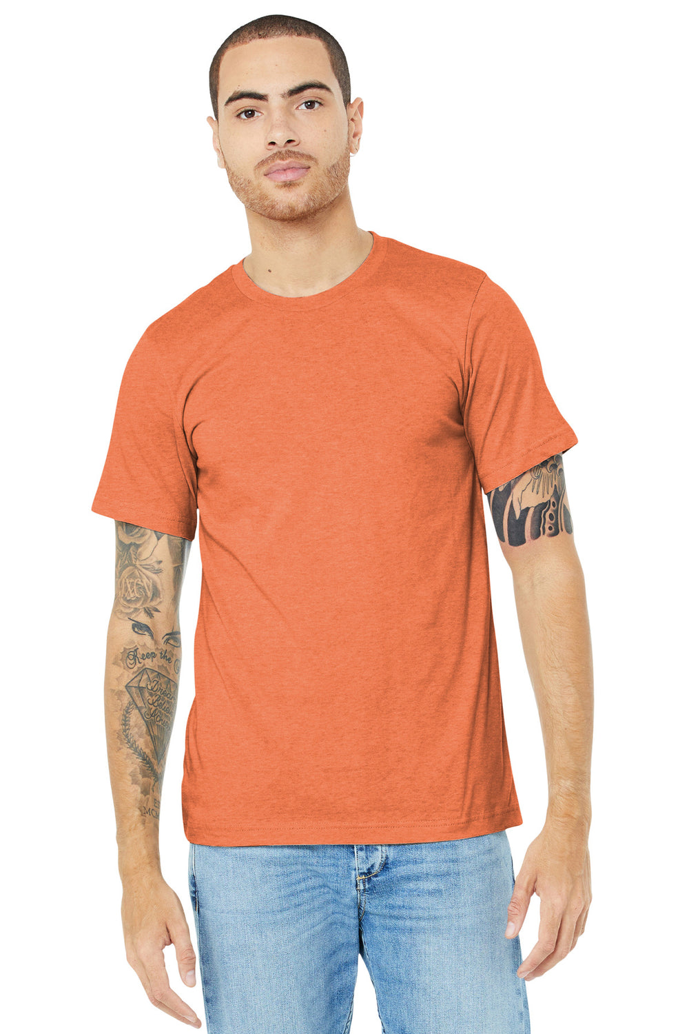 BELLA+CANVAS® Unisex Heather CVC Short Sleeve Tee - Heather Orange - XS